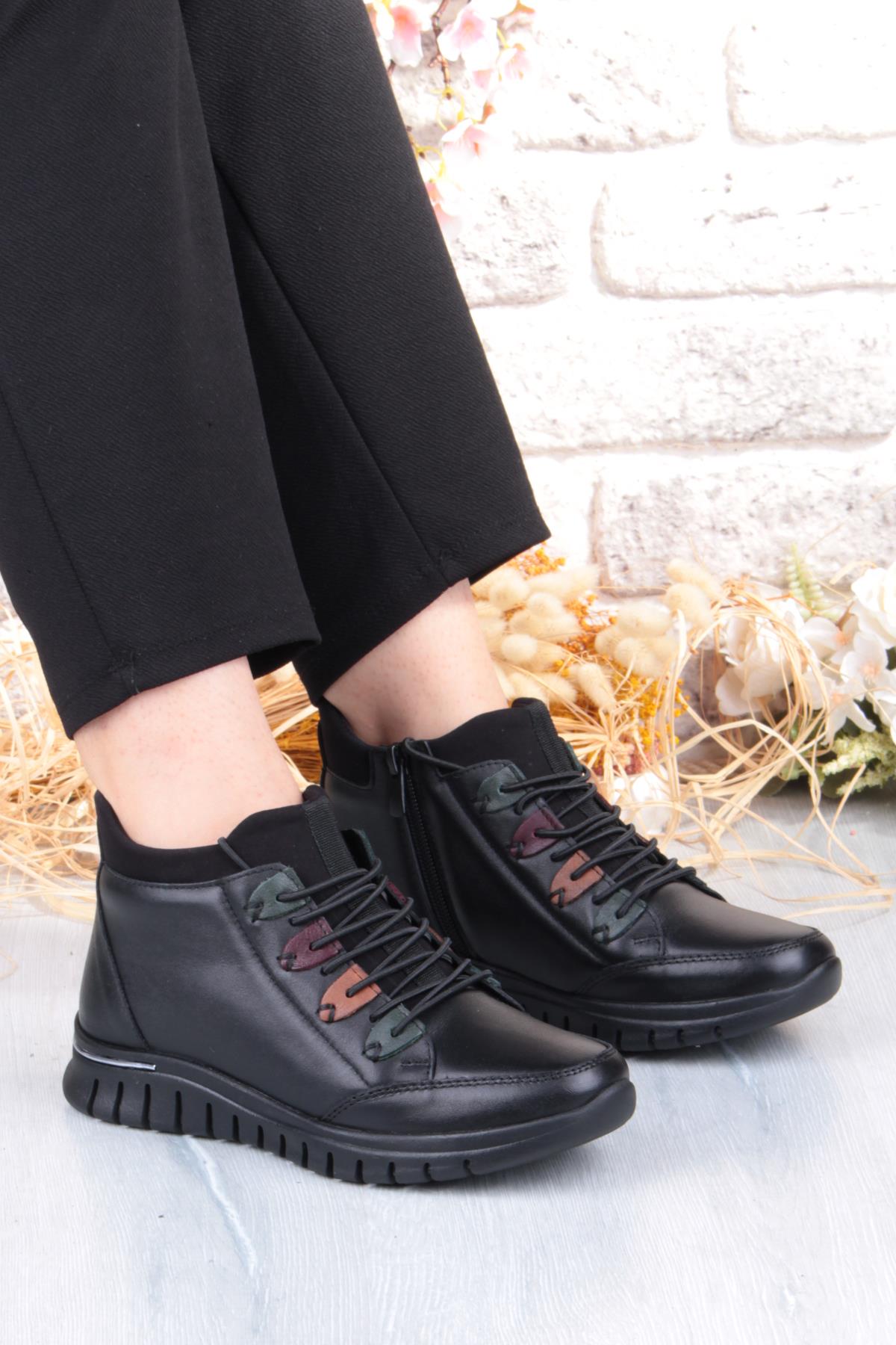 Z433 Rahat Esnek Kaymaz Taban Yumuşak Hakiki Deri Kadın Bot - Görsel 2