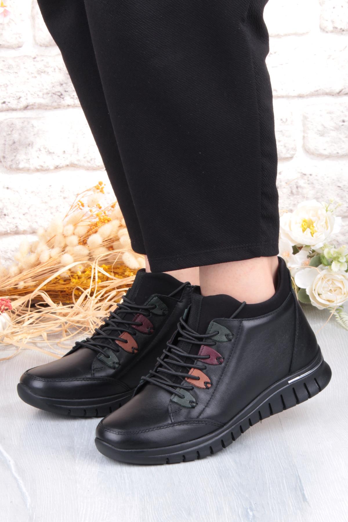 Z433 Rahat Esnek Kaymaz Taban Yumuşak Hakiki Deri Kadın Bot - Görsel 3
