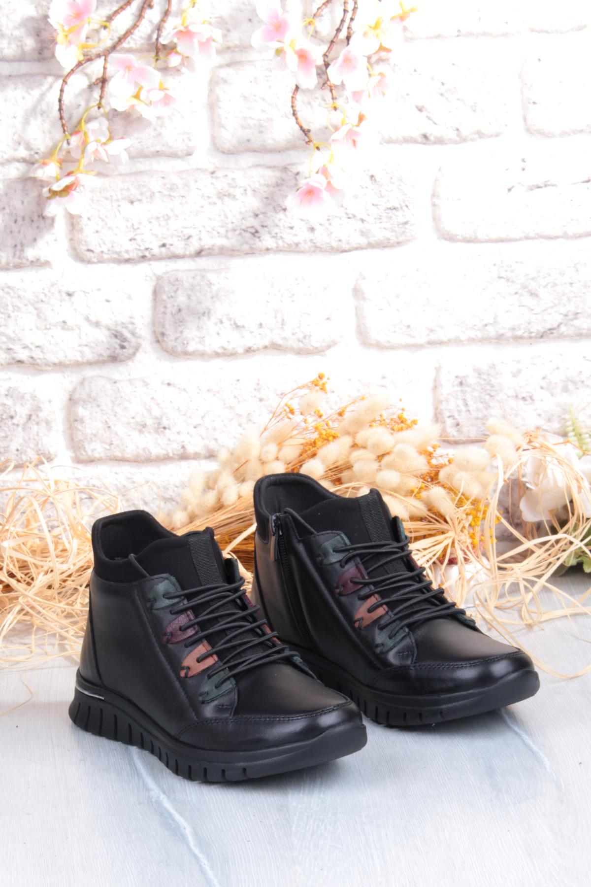 Z433 Rahat Esnek Kaymaz Taban Yumuşak Hakiki Deri Kadın Bot - Görsel 6