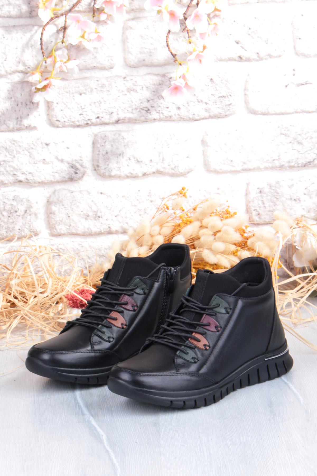 Z433 Rahat Esnek Kaymaz Taban Yumuşak Hakiki Deri Kadın Bot - Görsel 7