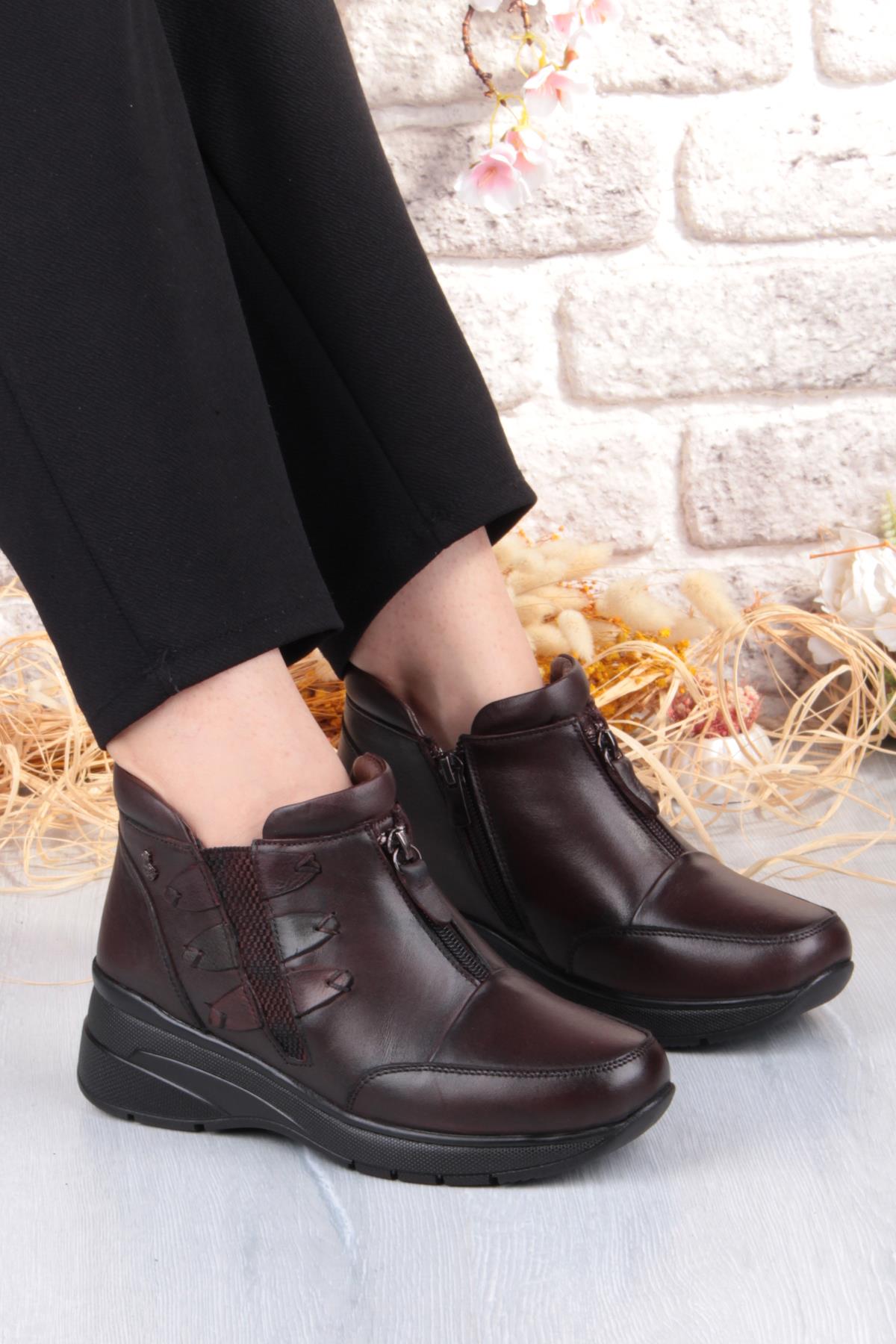 PepitaZ014 Rahat Esnek Kaymaz Taban Yumuşak Hakiki Deri Kadın Bot