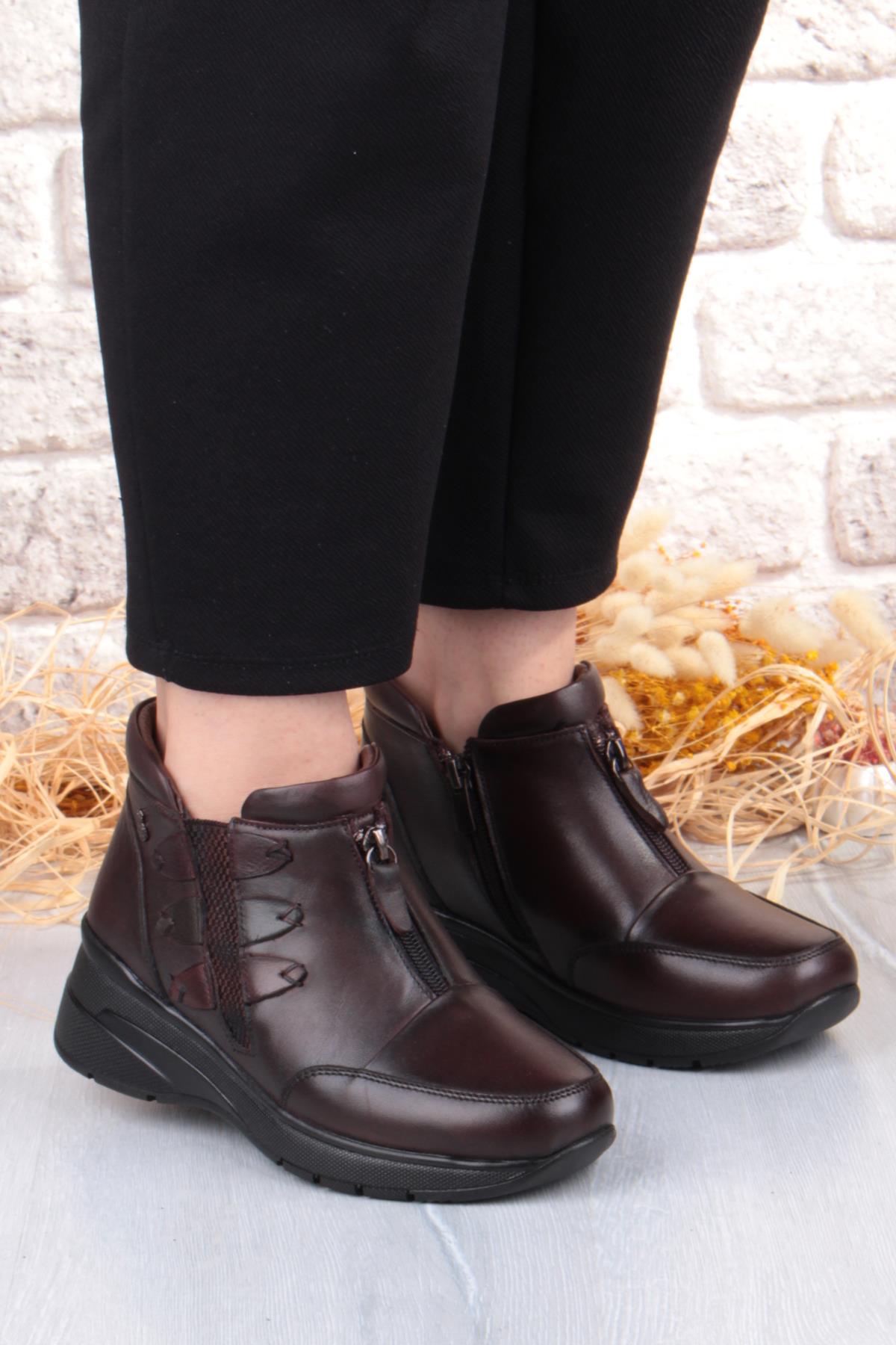 Z014 Rahat Esnek Kaymaz Taban Yumuşak Hakiki Deri Kadın Bot - Görsel 4