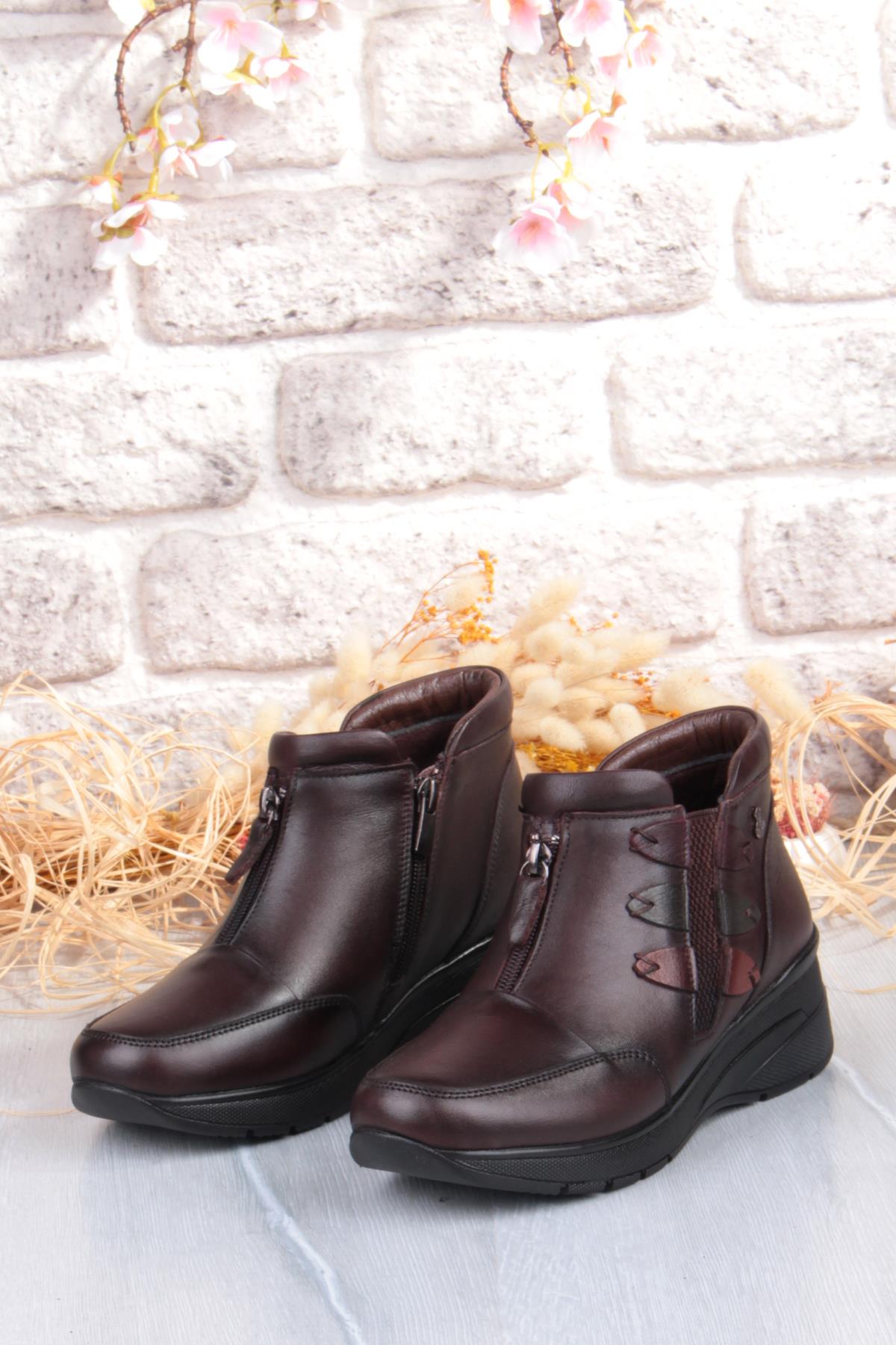 Z014 Rahat Esnek Kaymaz Taban Yumuşak Hakiki Deri Kadın Bot - Görsel 7