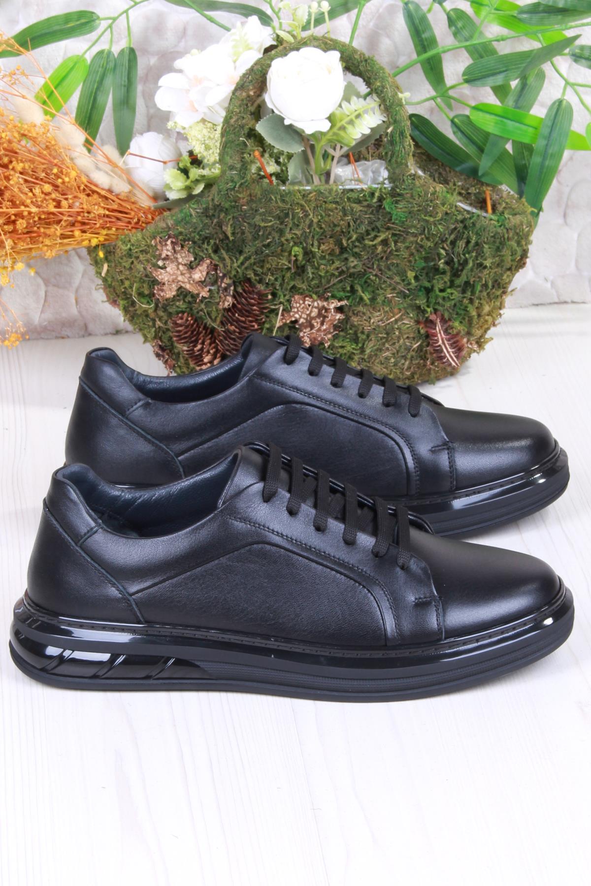 42466 Rahat Hakiki Deri Sneaker Erkek Ayakkabı - Görsel 3