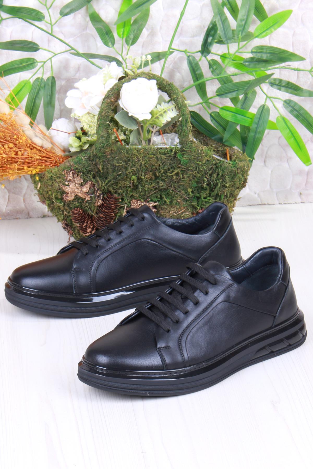 42466 Rahat Hakiki Deri Sneaker Erkek Ayakkabı - Görsel 4