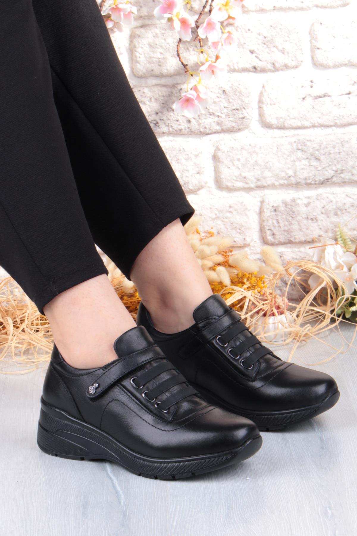 Z010 Comfort Yumuşak Esnek Kauçuk Kaymaz Taban Hakiki Deri Kadın Ayakkabı - Görsel 2