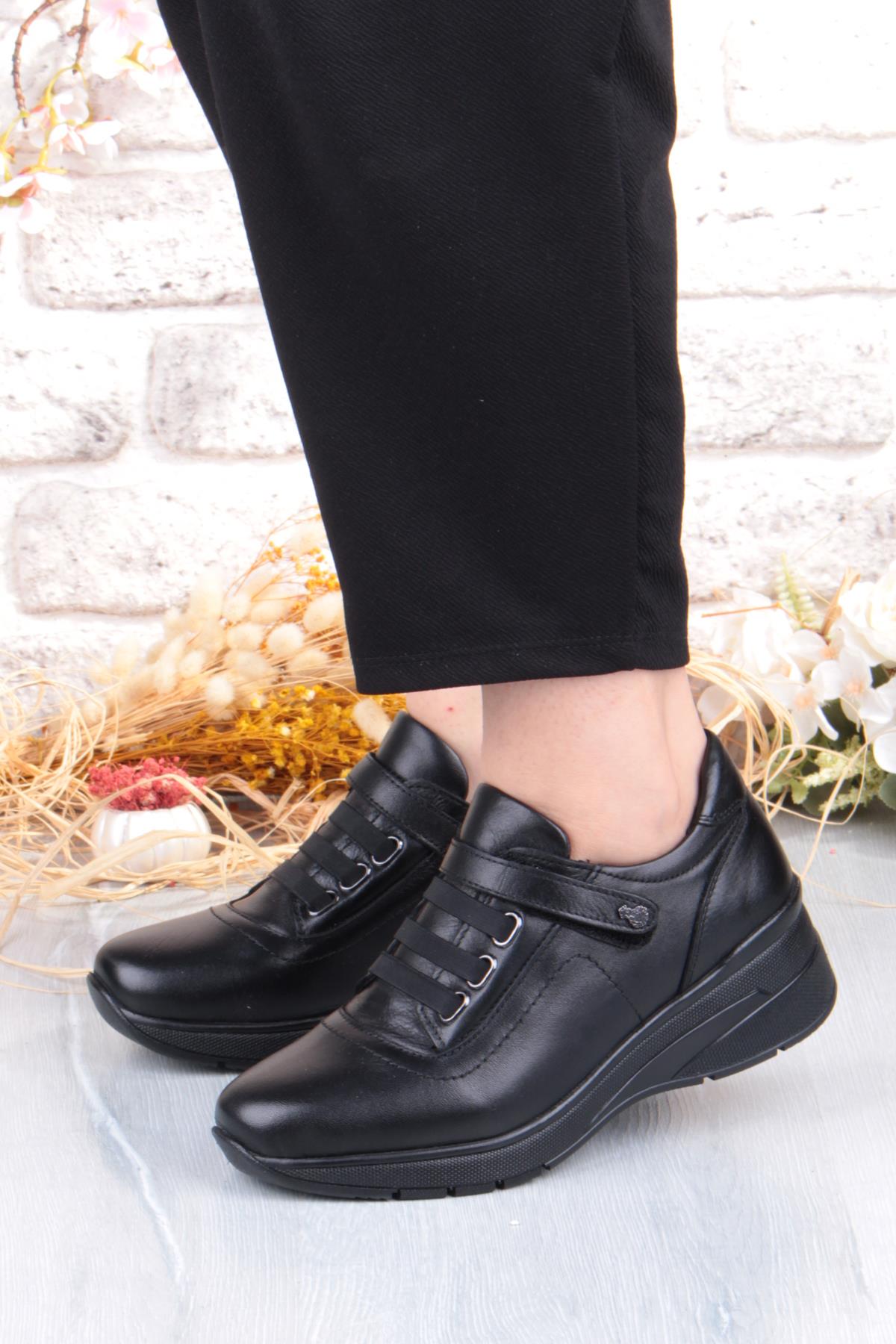 Z010 Comfort Yumuşak Esnek Kauçuk Kaymaz Taban Hakiki Deri Kadın Ayakkabı - Görsel 3