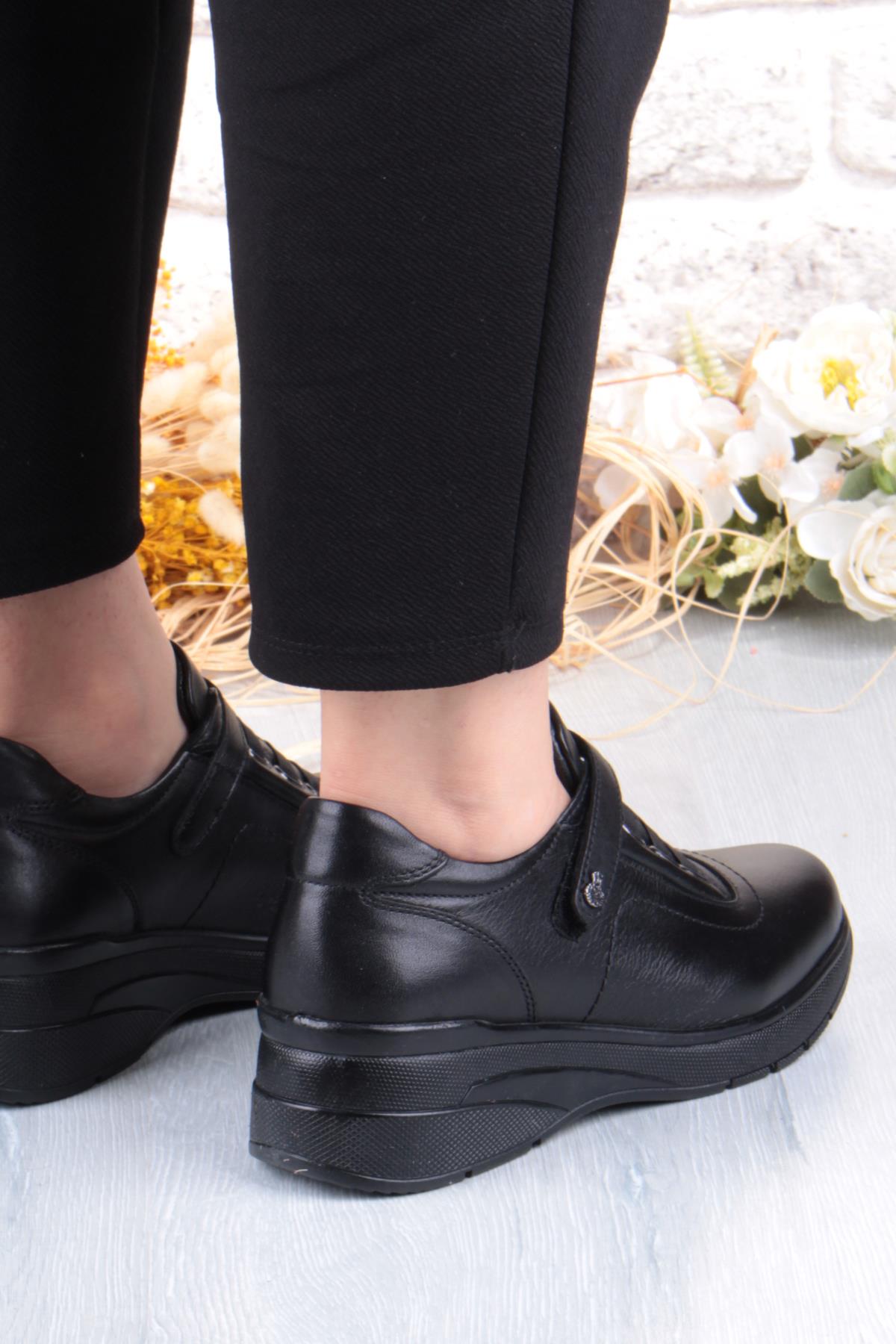 Z010 Comfort Yumuşak Esnek Kauçuk Kaymaz Taban Hakiki Deri Kadın Ayakkabı - Görsel 5