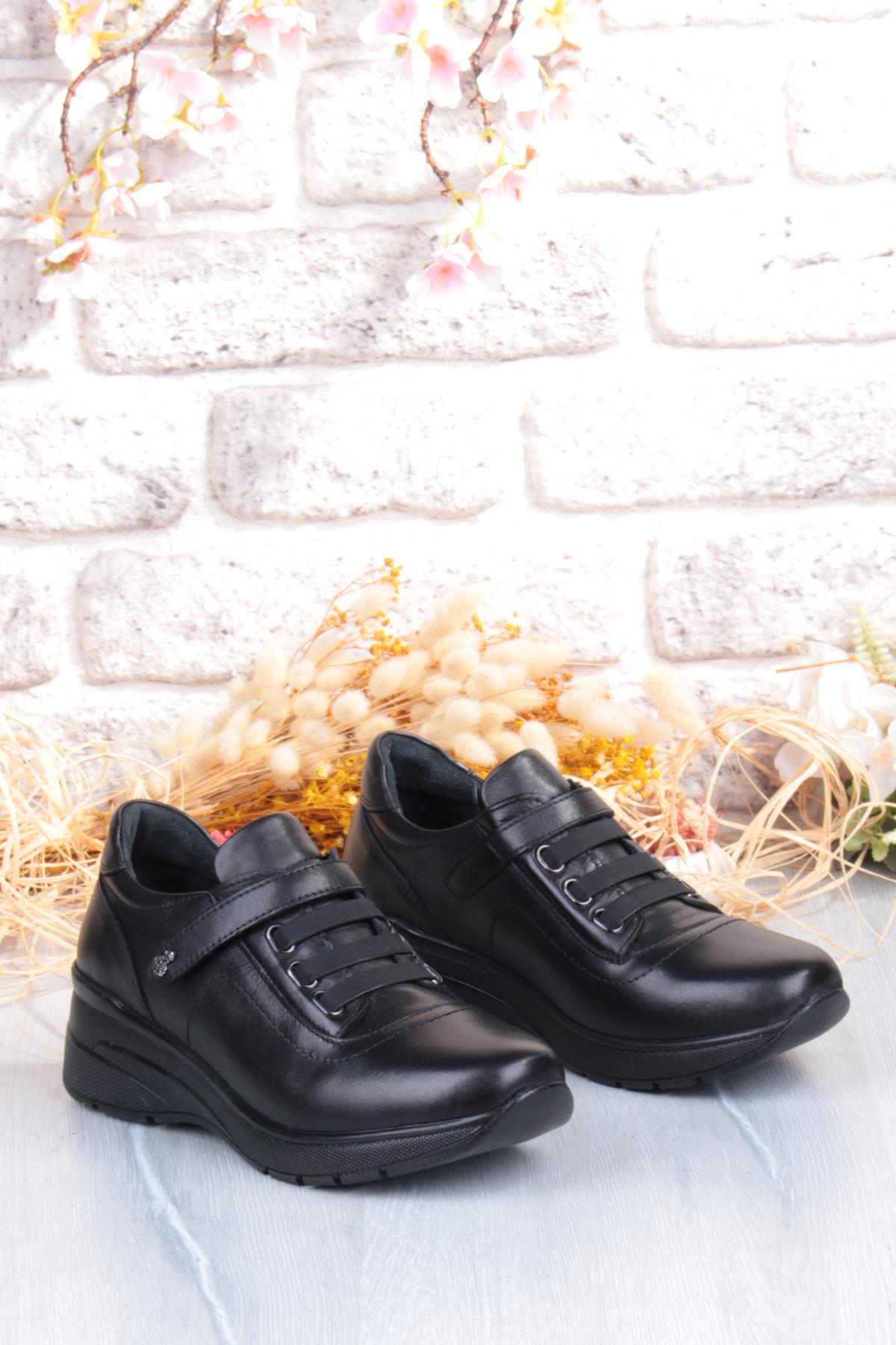 Z010 Comfort Yumuşak Esnek Kauçuk Kaymaz Taban Hakiki Deri Kadın Ayakkabı - Görsel 6