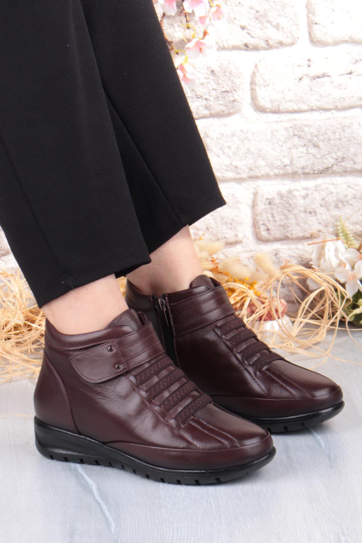 7118 Rahat Esnek Kaymaz Taban Yumuşak Hakiki Deri Kadın Bot - Görsel 2