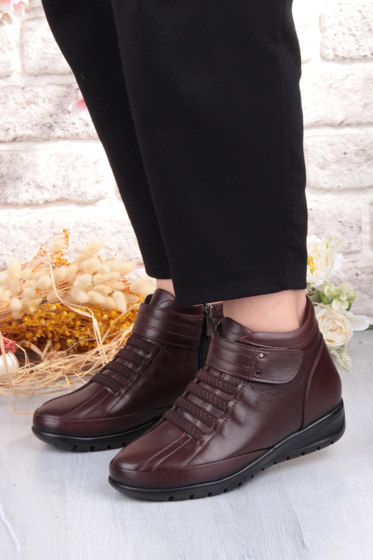 7118 Rahat Esnek Kaymaz Taban Yumuşak Hakiki Deri Kadın Bot - Görsel 3
