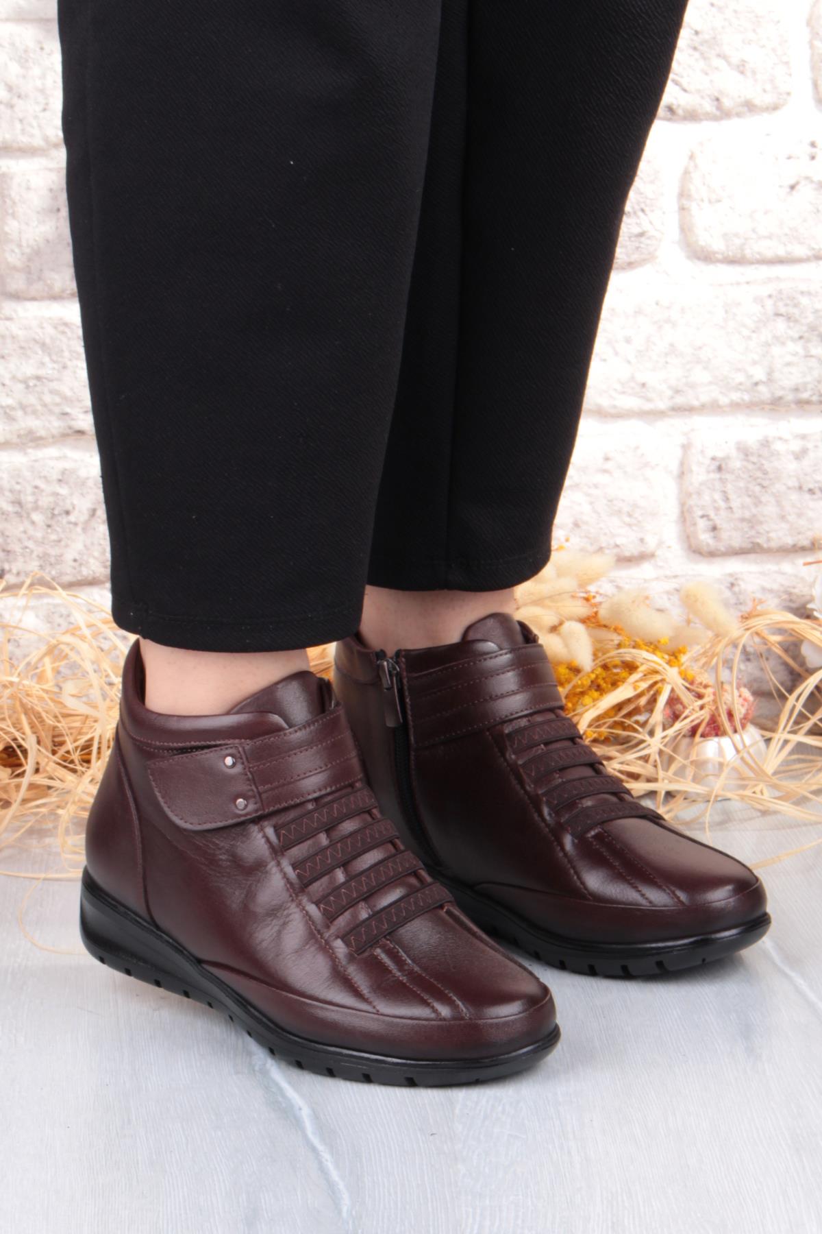 7118 Rahat Esnek Kaymaz Taban Yumuşak Hakiki Deri Kadın Bot - Görsel 4