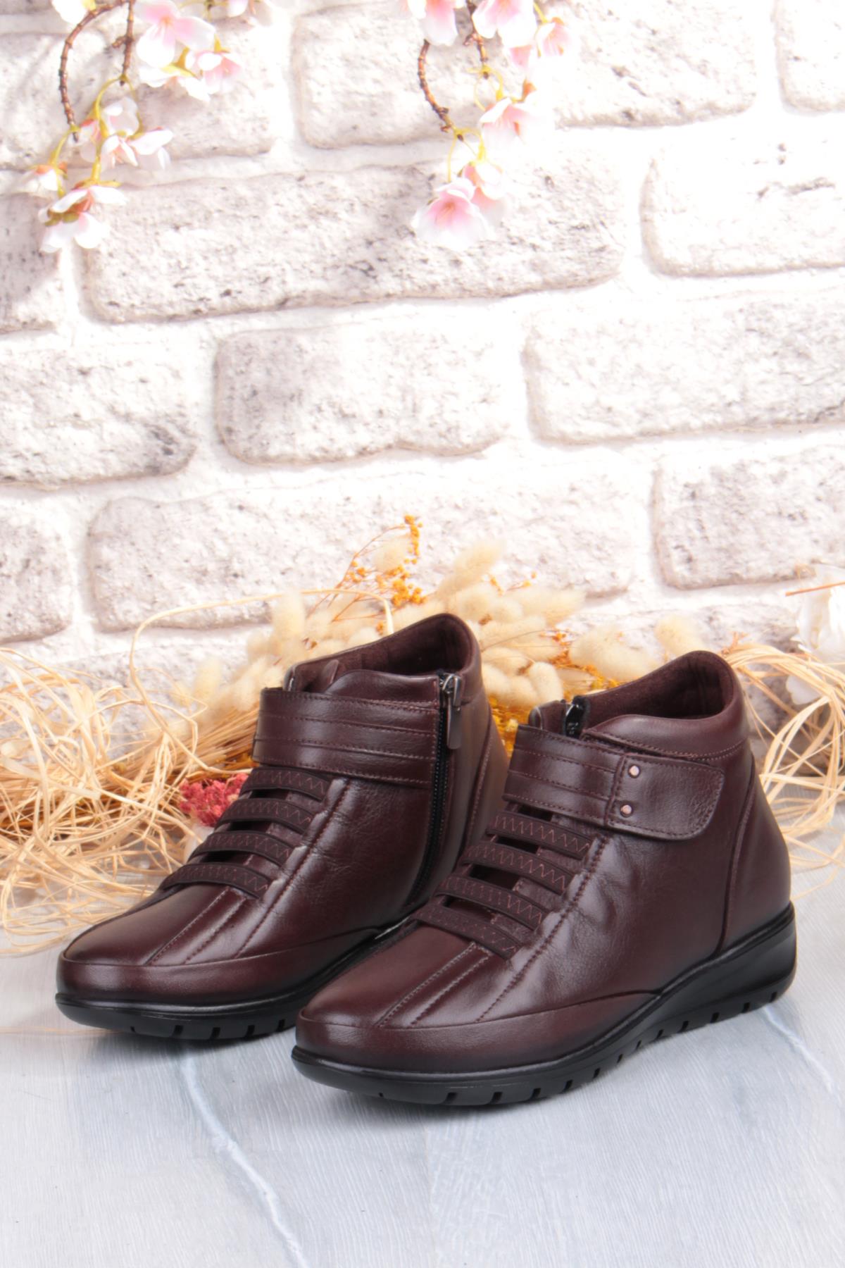 7118 Rahat Esnek Kaymaz Taban Yumuşak Hakiki Deri Kadın Bot - Görsel 7