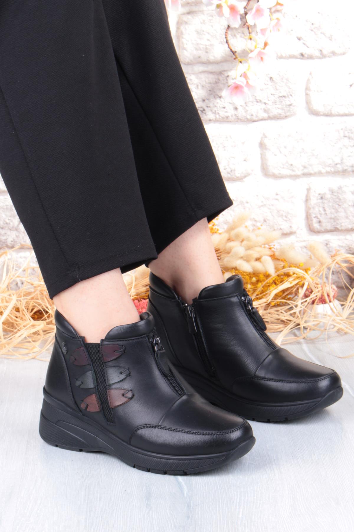 Z014 Rahat Esnek Kaymaz Taban Yumuşak Hakiki Deri Kadın Bot - Görsel 2