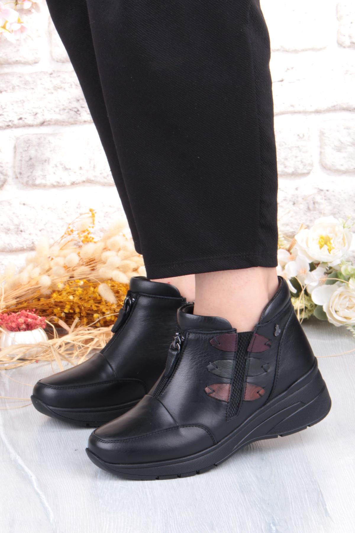 Z014 Rahat Esnek Kaymaz Taban Yumuşak Hakiki Deri Kadın Bot - Görsel 3