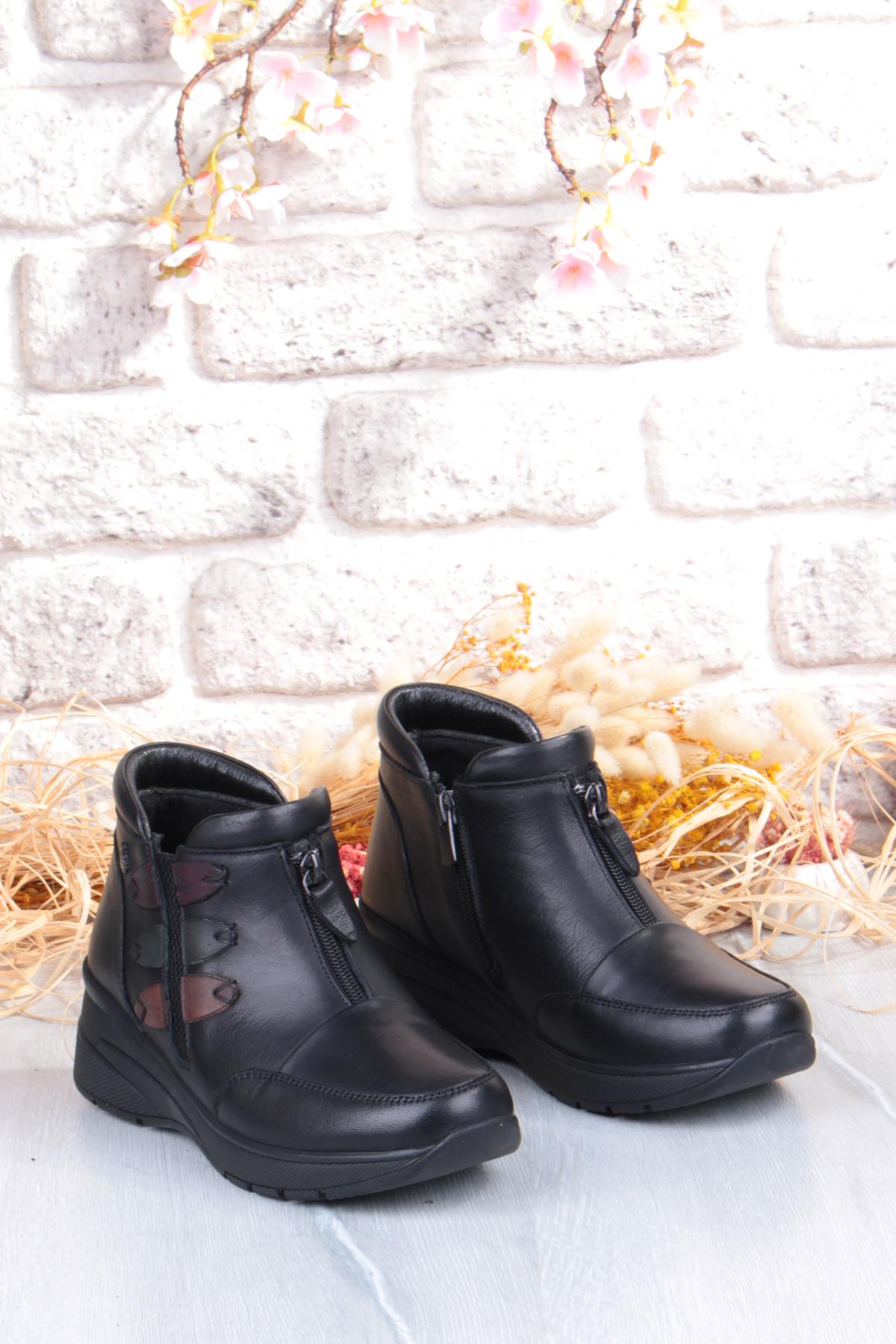 Z014 Rahat Esnek Kaymaz Taban Yumuşak Hakiki Deri Kadın Bot - Görsel 6