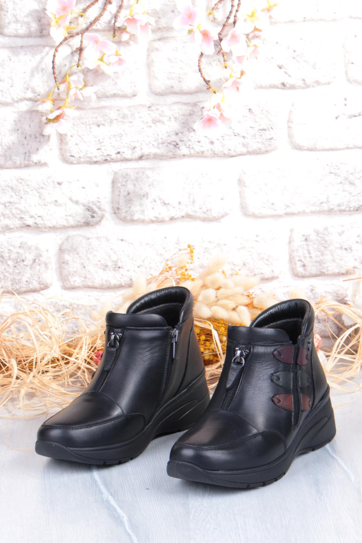 Z014 Rahat Esnek Kaymaz Taban Yumuşak Hakiki Deri Kadın Bot - Görsel 7