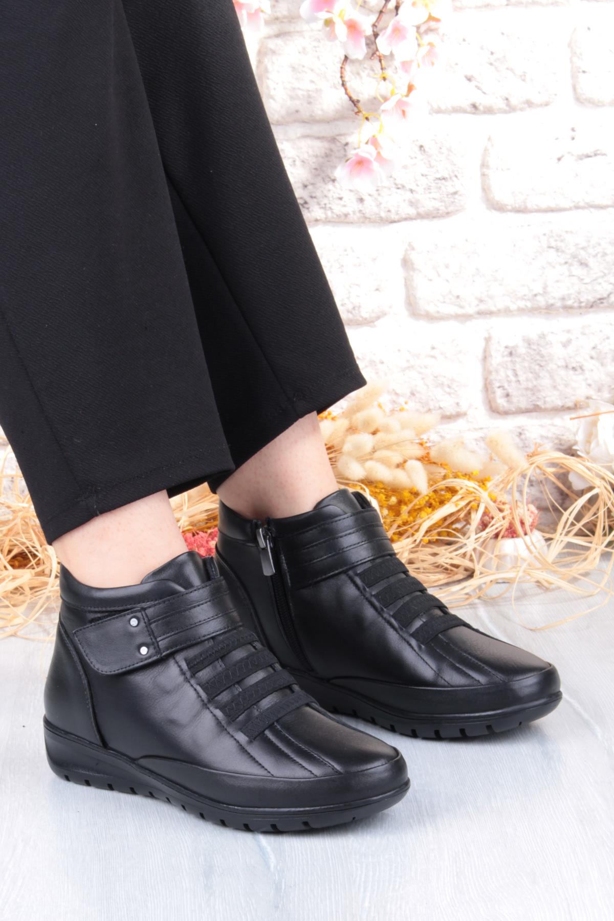 7118 Rahat Esnek Kaymaz Taban Yumuşak Hakiki Deri Kadın Bot - Görsel 2