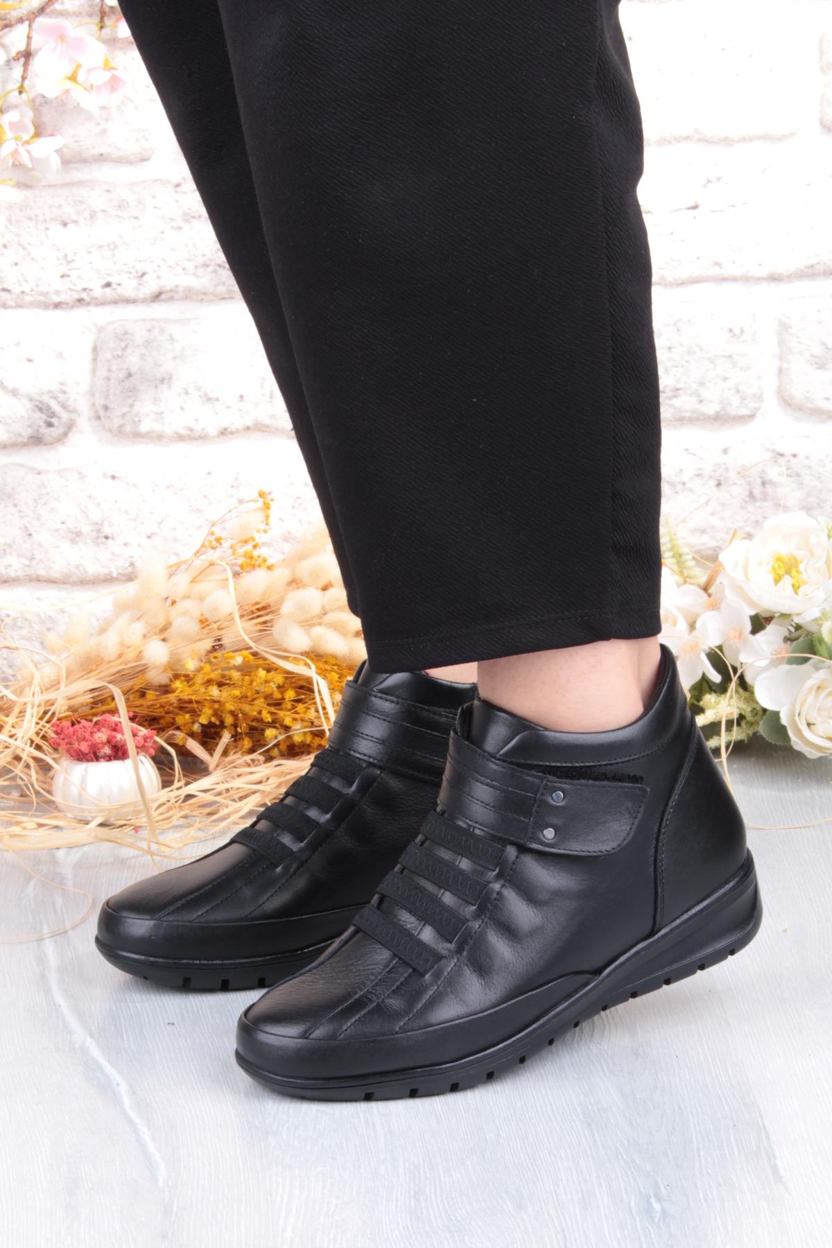 7118 Rahat Esnek Kaymaz Taban Yumuşak Hakiki Deri Kadın Bot - Görsel 3