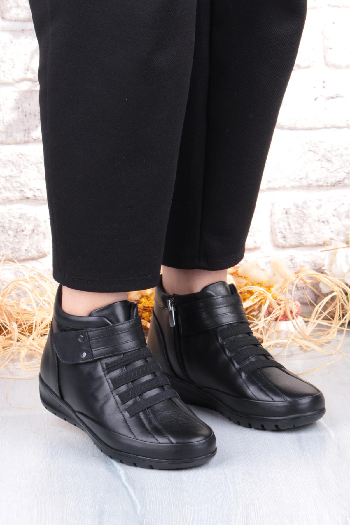 7118 Rahat Esnek Kaymaz Taban Yumuşak Hakiki Deri Kadın Bot - Görsel 4