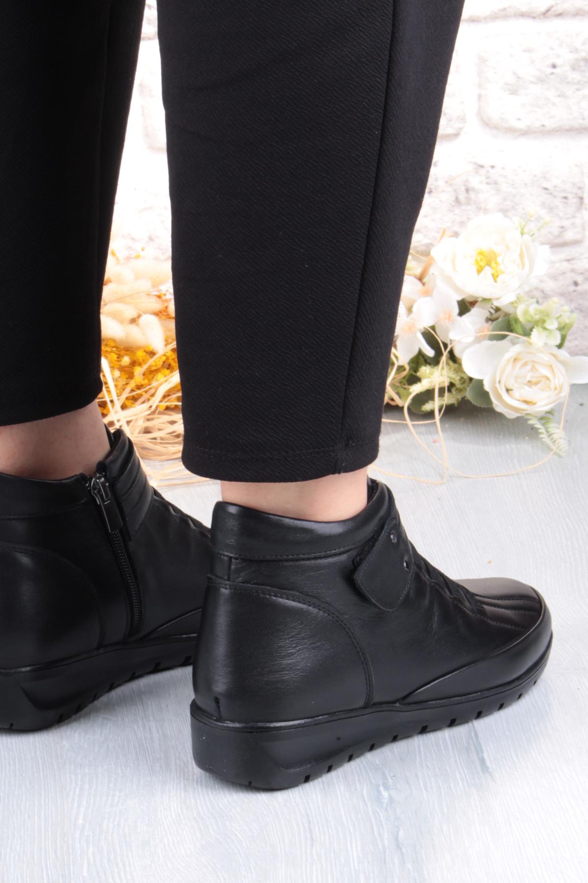 7118 Rahat Esnek Kaymaz Taban Yumuşak Hakiki Deri Kadın Bot - Görsel 5