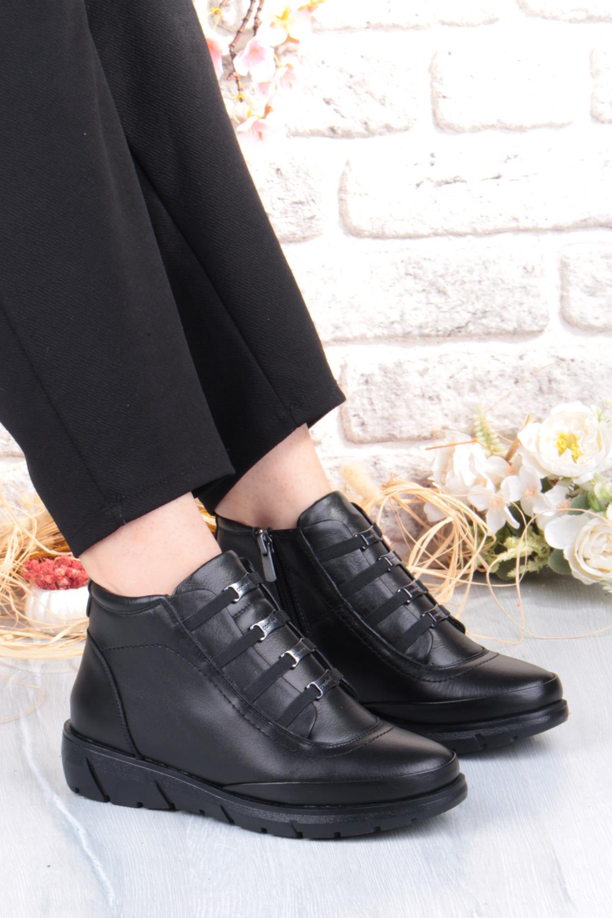 Z396 Rahat Esnek Kaymaz Taban Yumuşak Hakiki Deri Kadın Bot - Görsel 2