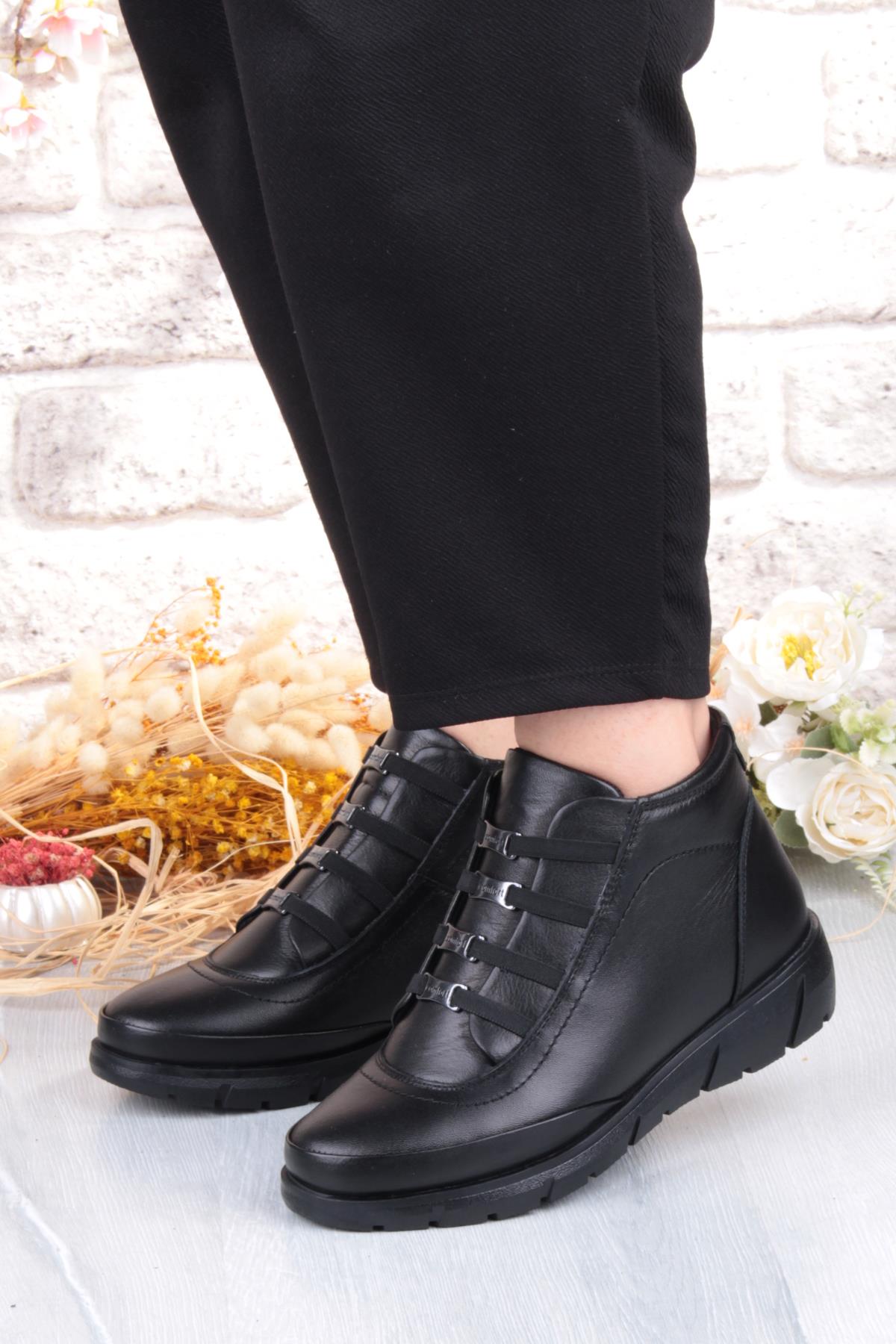 Z396 Rahat Esnek Kaymaz Taban Yumuşak Hakiki Deri Kadın Bot - Görsel 3