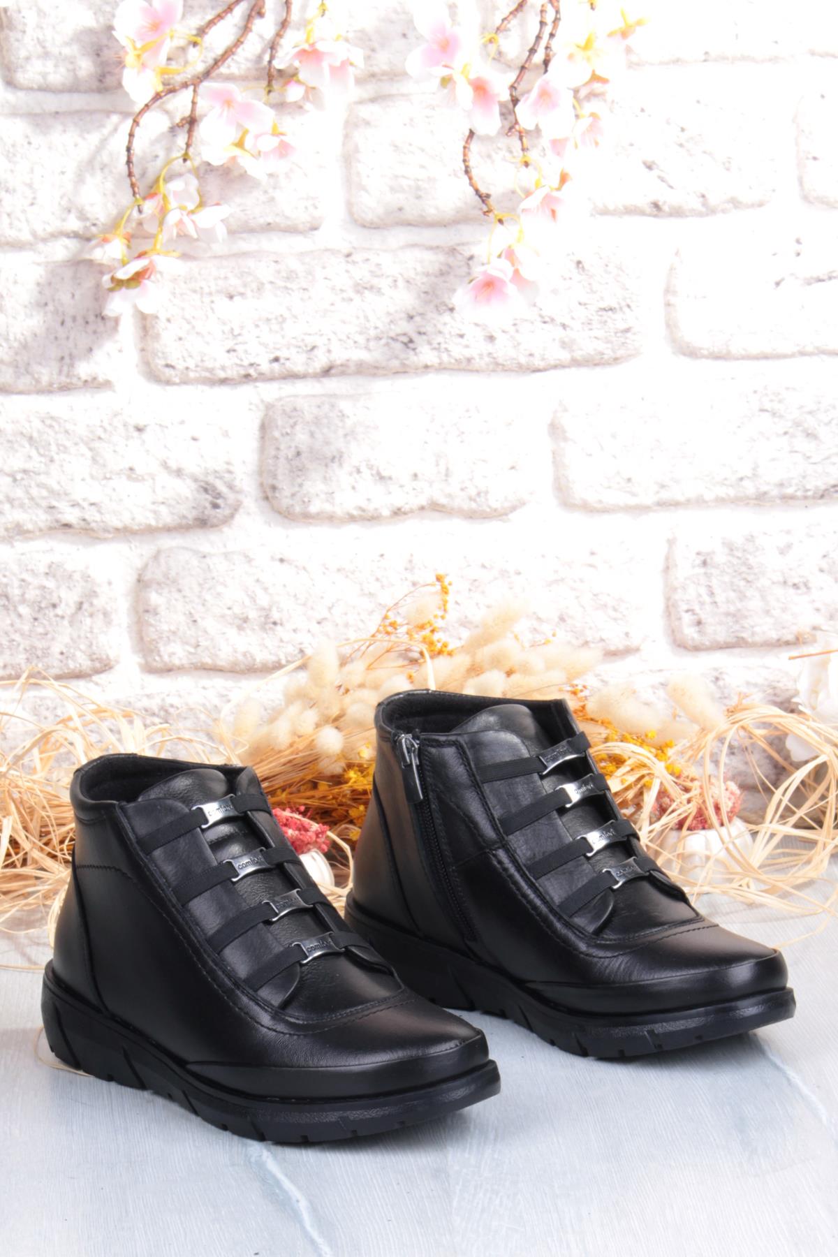 Z396 Rahat Esnek Kaymaz Taban Yumuşak Hakiki Deri Kadın Bot - Görsel 6