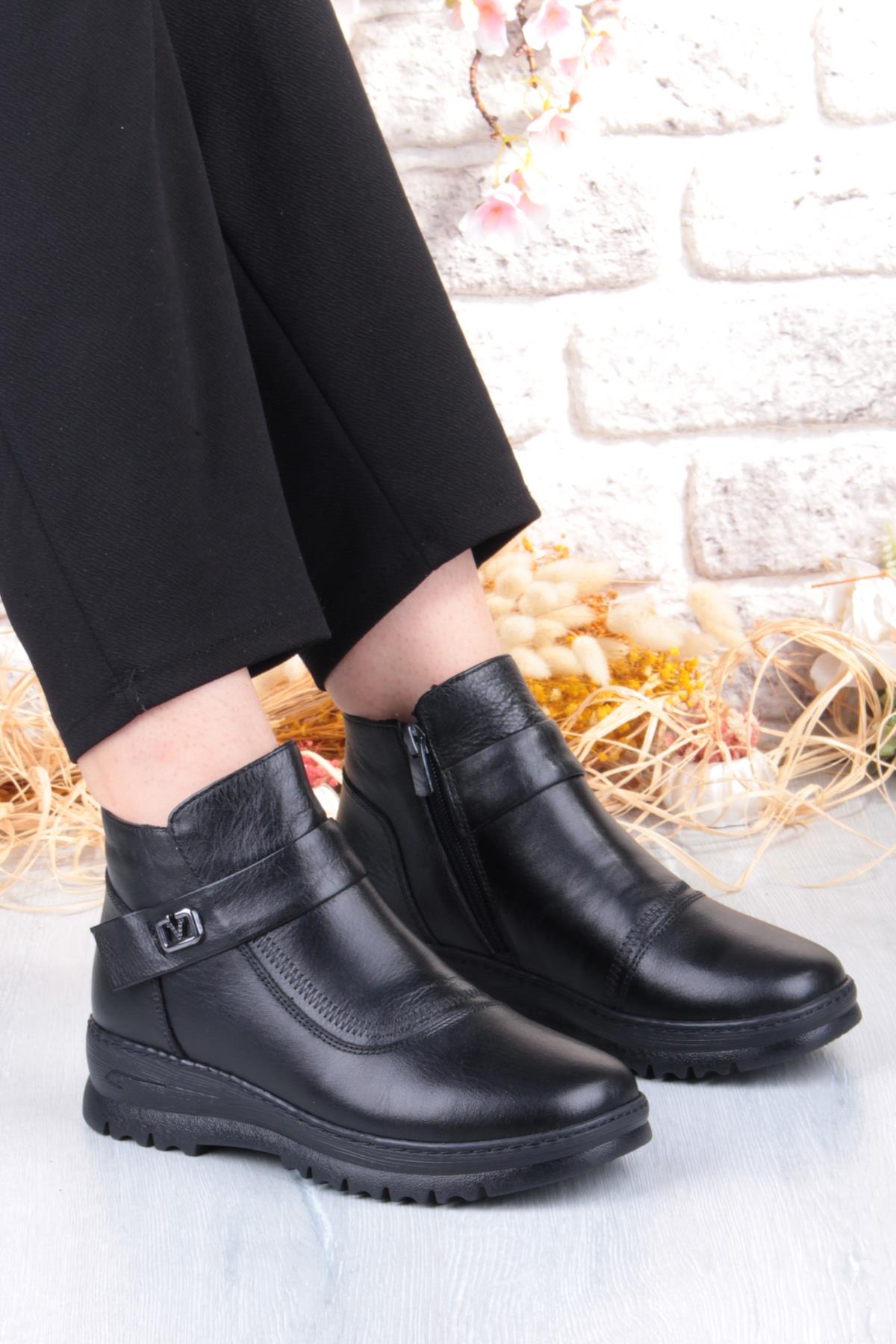 B002 Rahat Esnek Kaymaz Taban Yumuşak Hakiki Deri Kadın Bot - Görsel 2