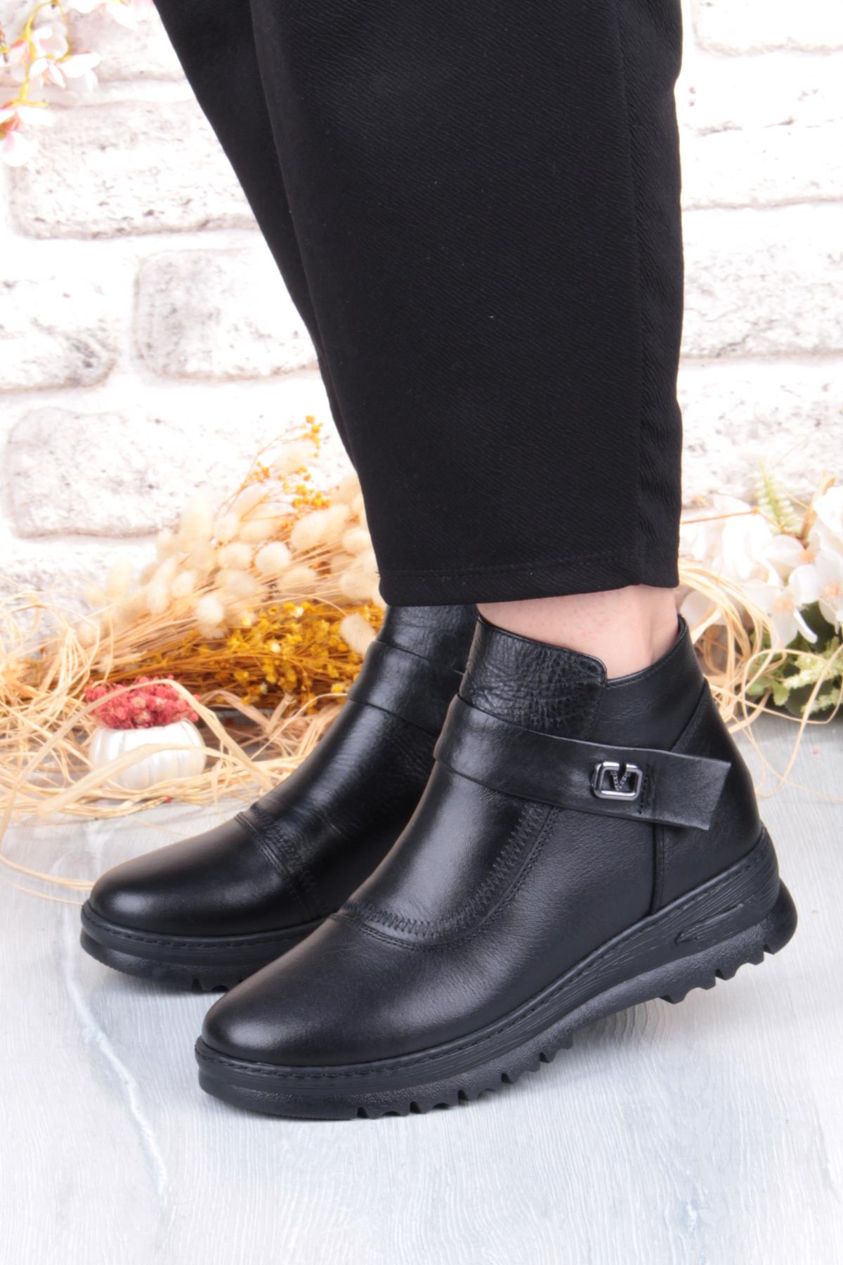 B002 Rahat Esnek Kaymaz Taban Yumuşak Hakiki Deri Kadın Bot - Görsel 3