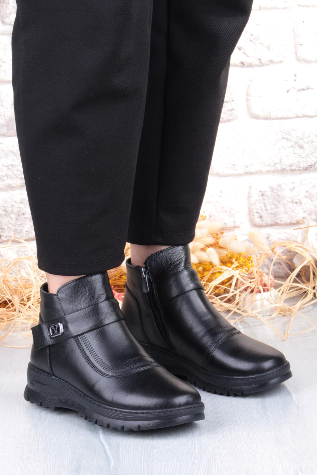 B002 Rahat Esnek Kaymaz Taban Yumuşak Hakiki Deri Kadın Bot - Görsel 4