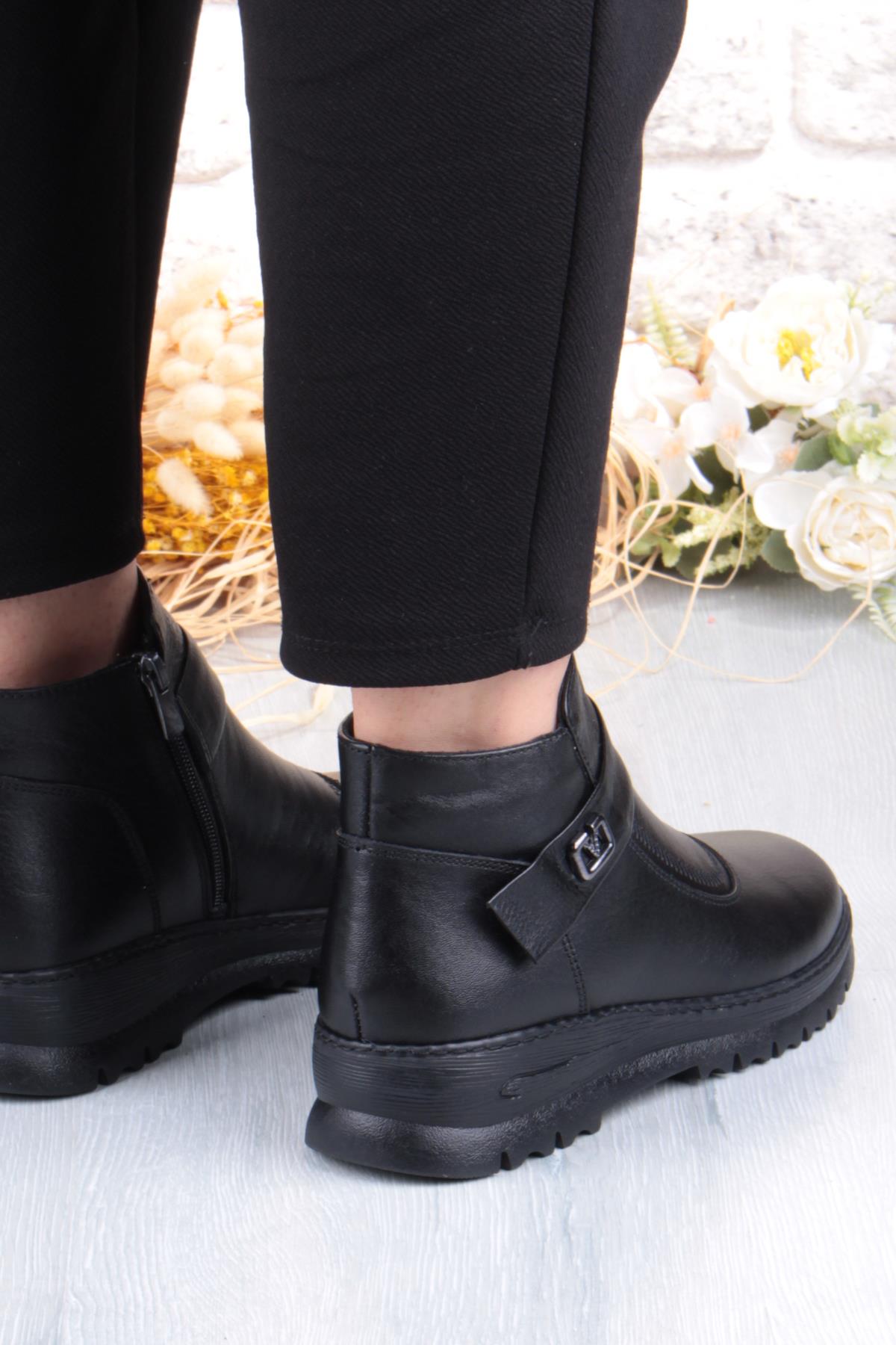 B002 Rahat Esnek Kaymaz Taban Yumuşak Hakiki Deri Kadın Bot - Görsel 5