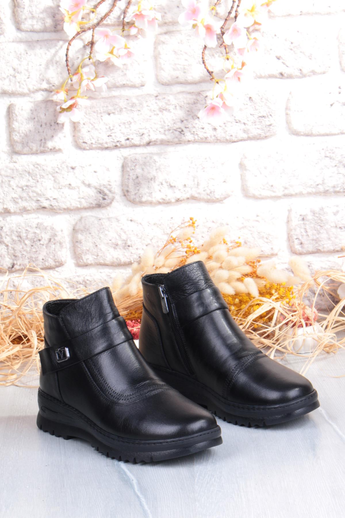 B002 Rahat Esnek Kaymaz Taban Yumuşak Hakiki Deri Kadın Bot - Görsel 6