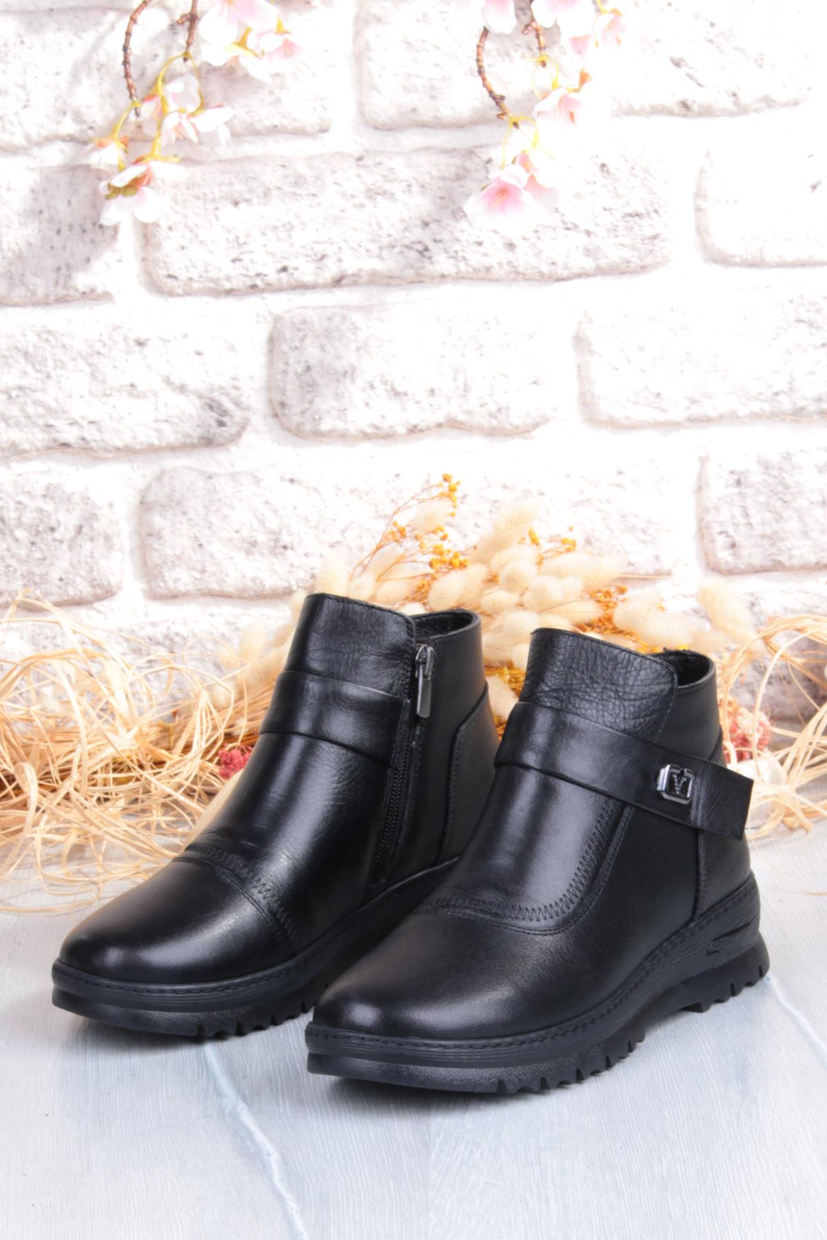 B002 Rahat Esnek Kaymaz Taban Yumuşak Hakiki Deri Kadın Bot - Görsel 7