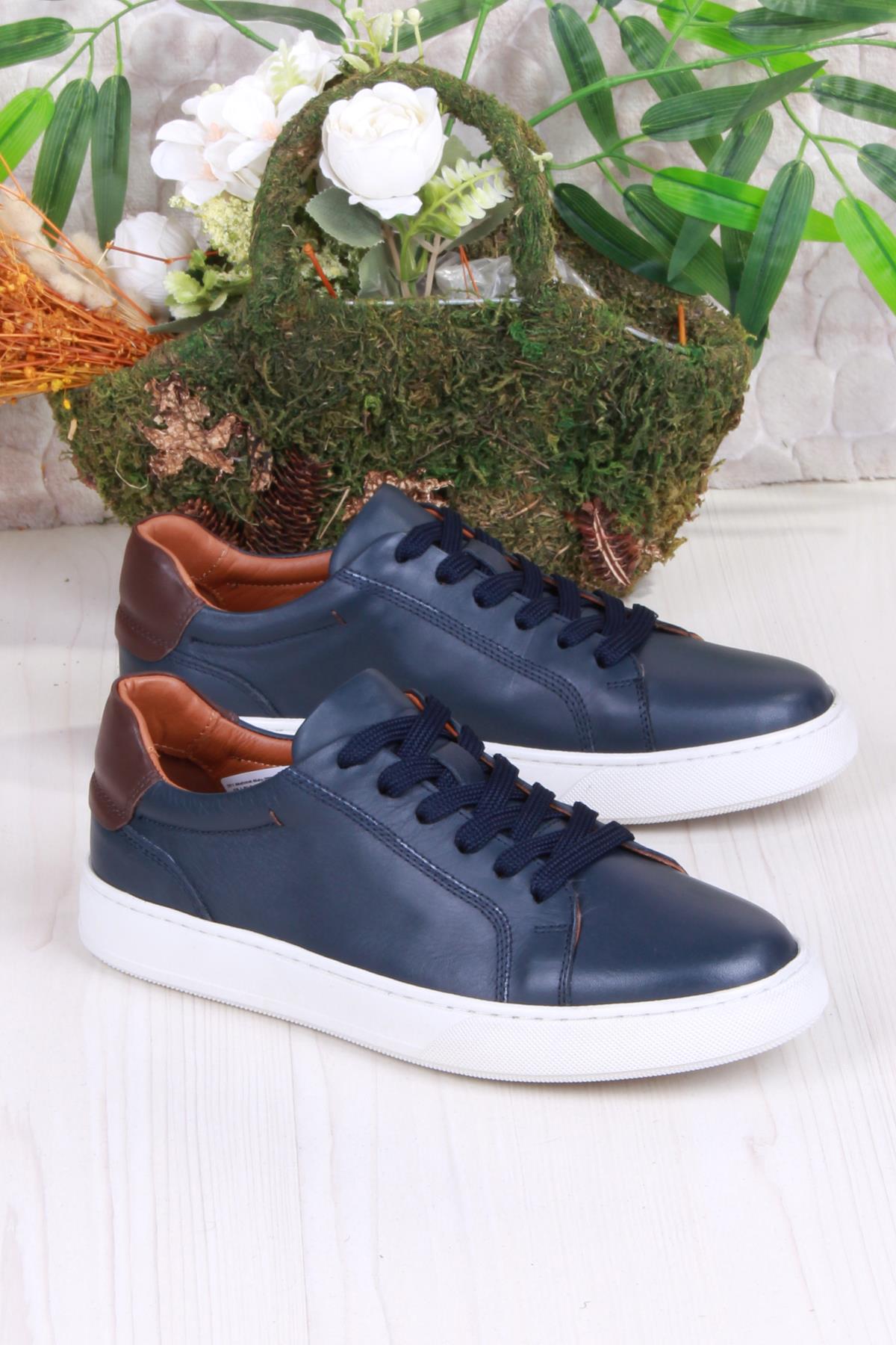 2082 Tkn Rahat Esnek Hakiki Deri Sneaker Erkek Ayakkabı - Görsel 2