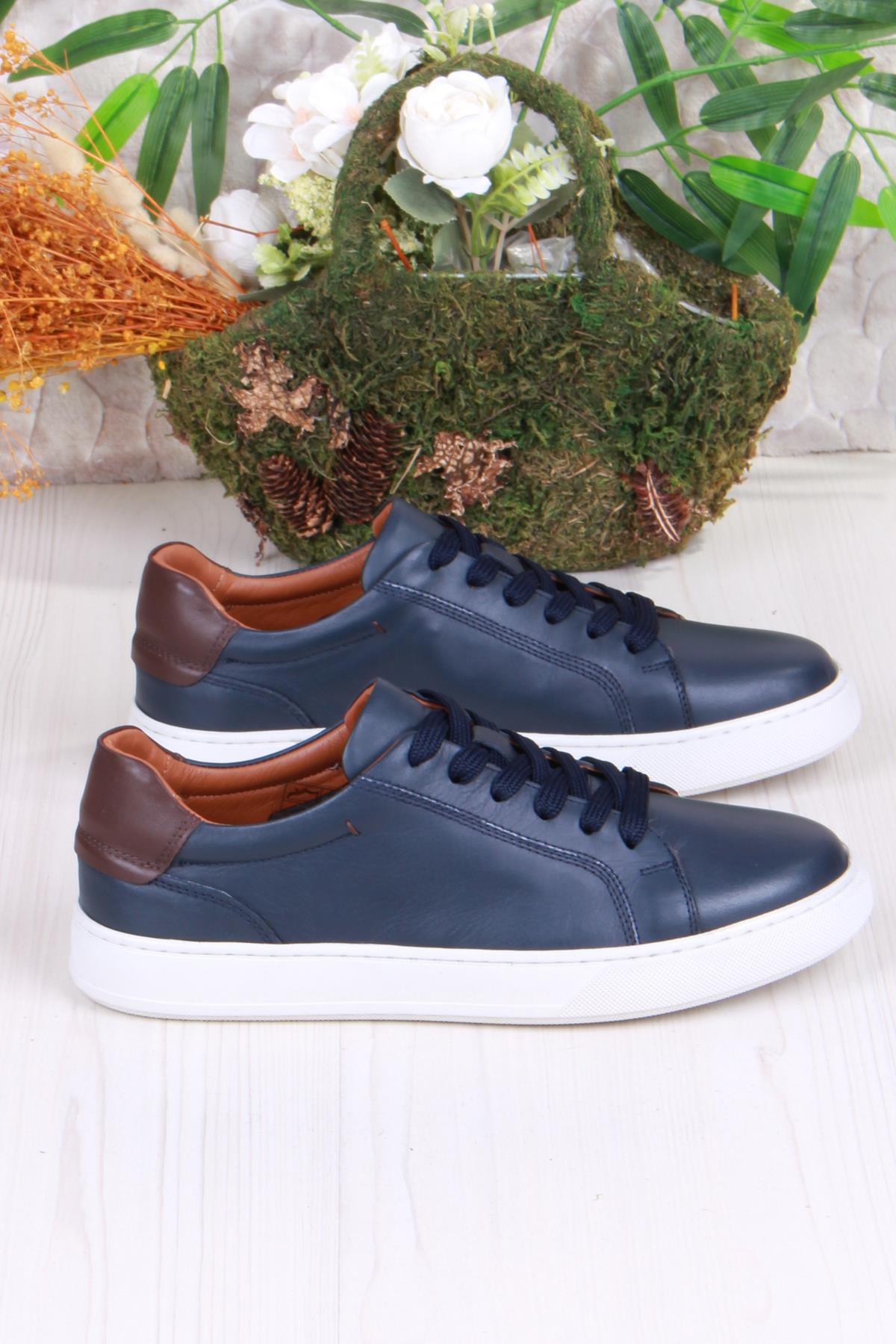 2082 Tkn Rahat Esnek Hakiki Deri Sneaker Erkek Ayakkabı - Görsel 3