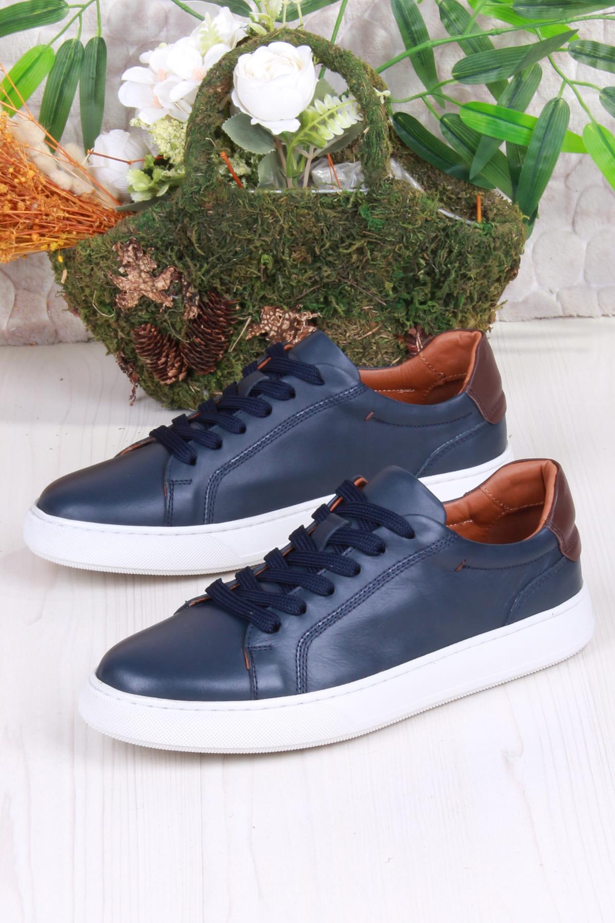 2082 Tkn Rahat Esnek Hakiki Deri Sneaker Erkek Ayakkabı - Görsel 4