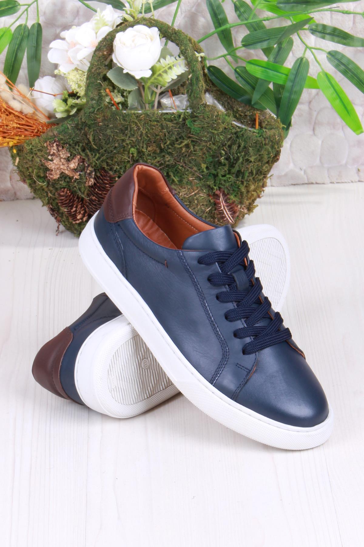 2082 Tkn Rahat Esnek Hakiki Deri Sneaker Erkek Ayakkabı - Görsel 5