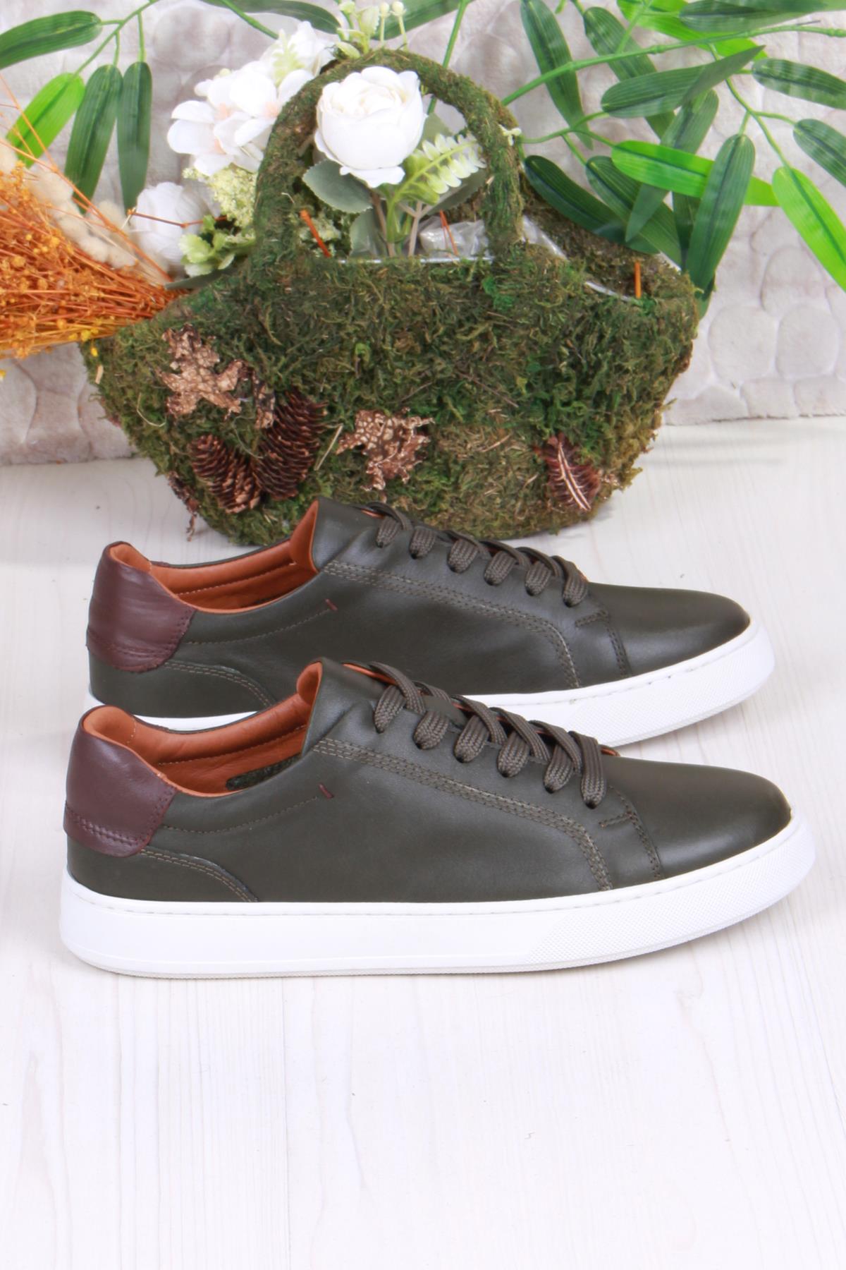 2082 Tkn Rahat Esnek Hakiki Deri Sneaker Erkek Ayakkabı - Görsel 3