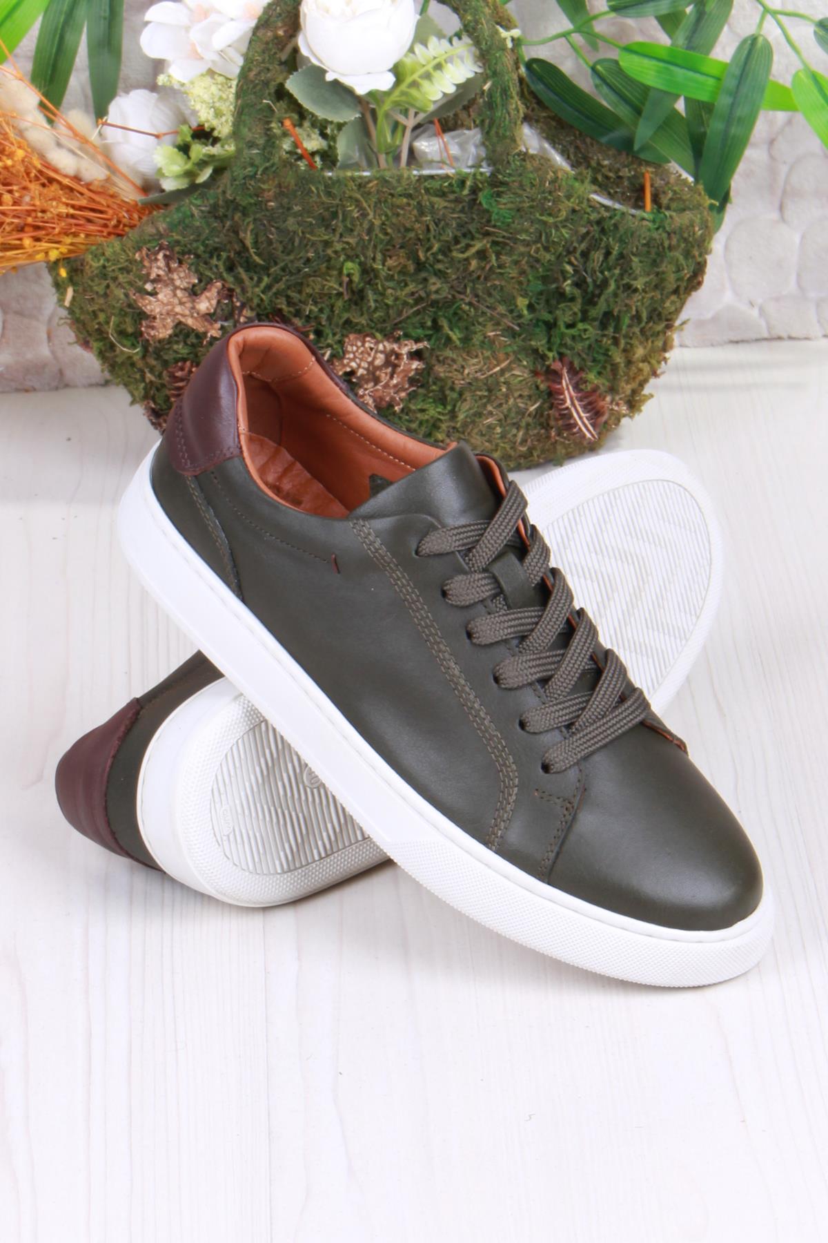 2082 Tkn Rahat Esnek Hakiki Deri Sneaker Erkek Ayakkabı - Görsel 5