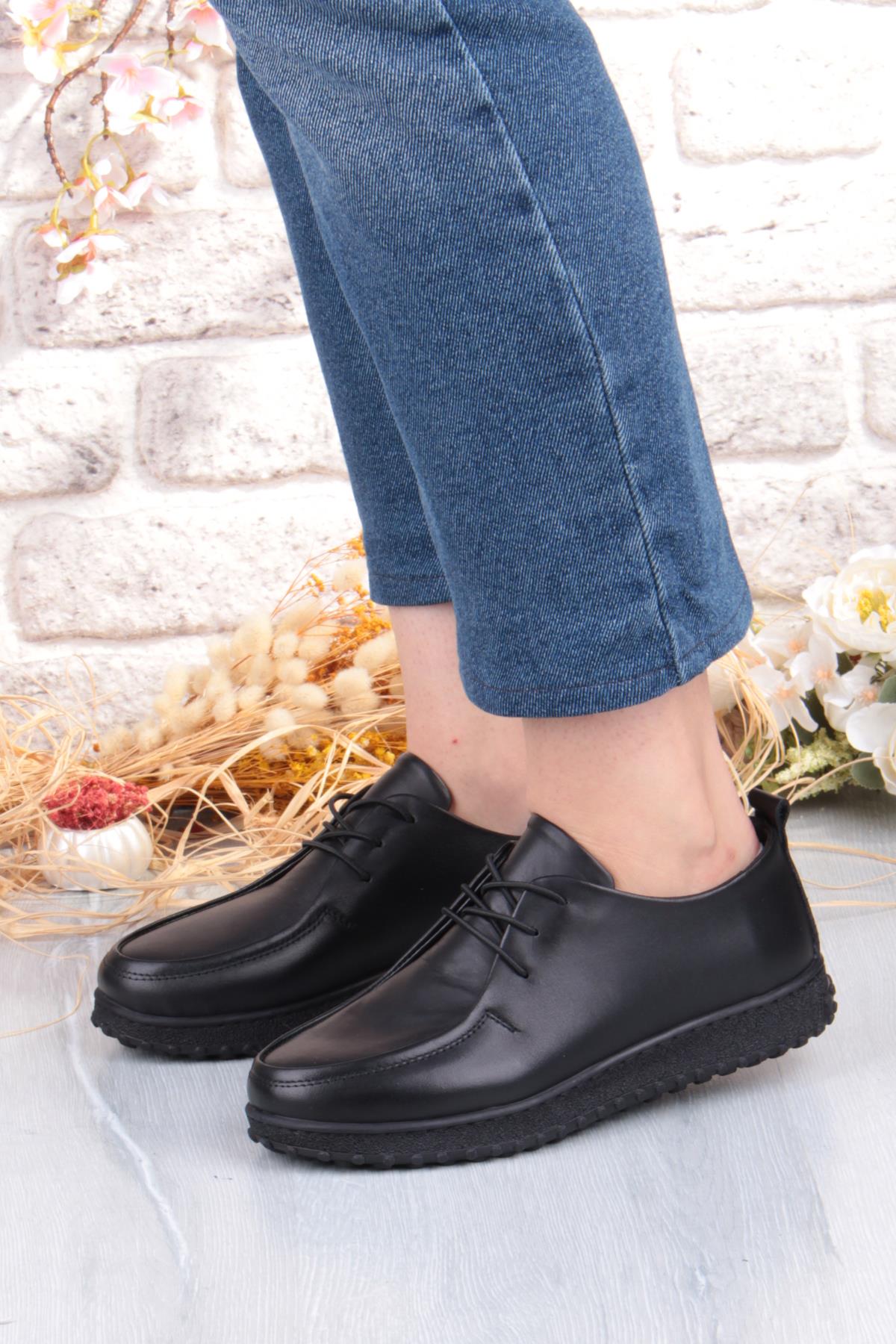 2610 Rahat Yumuşak Esnek Kauçuk Taban Hakiki Deri Kadın Ayakkabı - Görsel 3