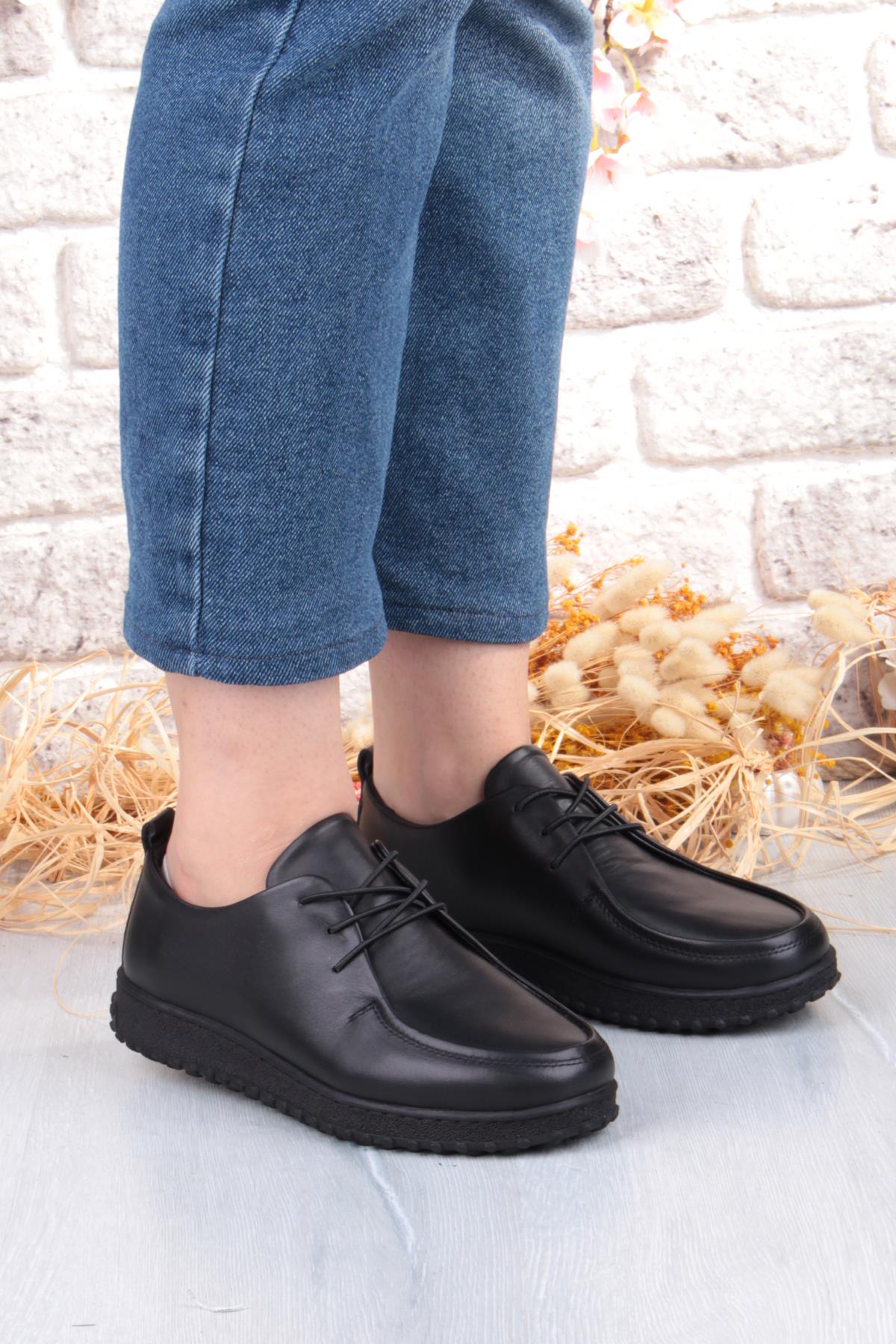 2610 Rahat Yumuşak Esnek Kauçuk Taban Hakiki Deri Kadın Ayakkabı - Görsel 4