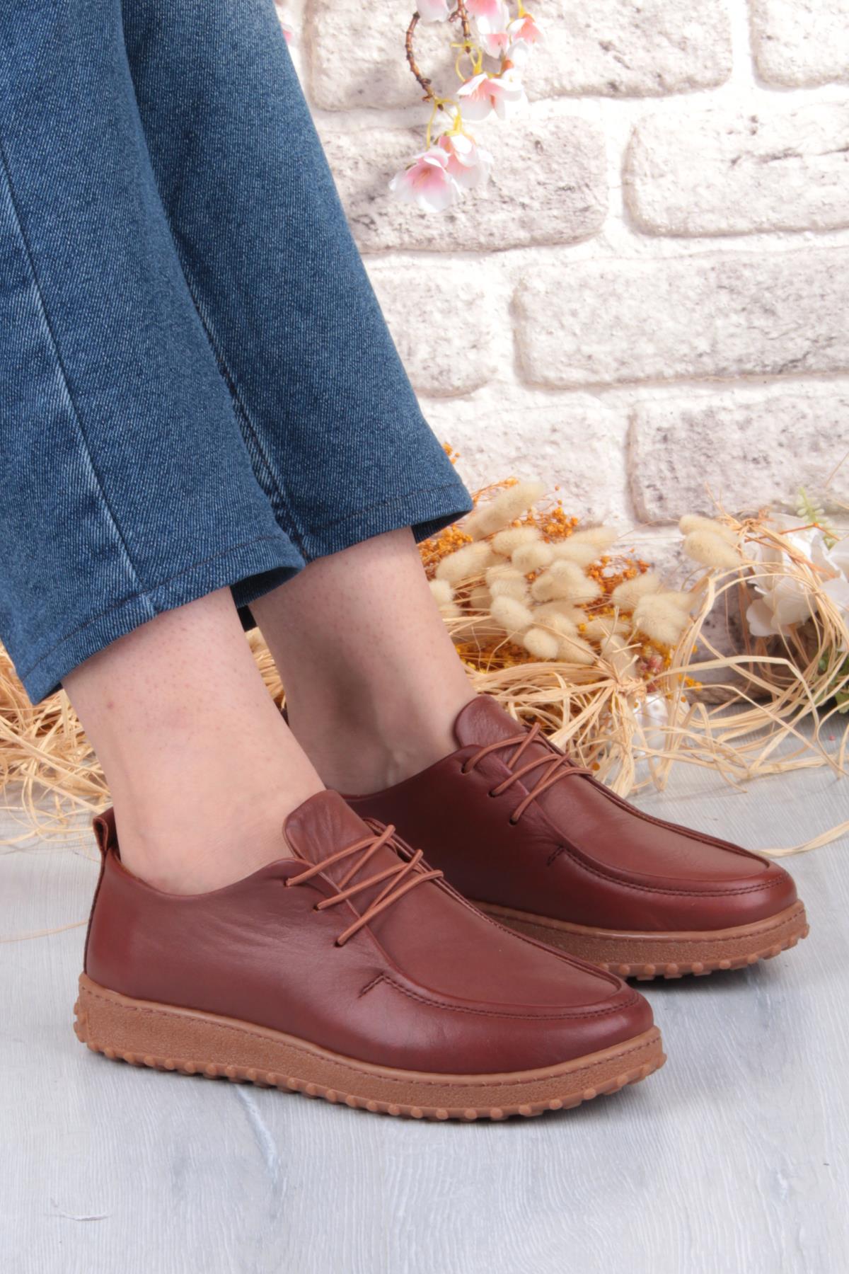 2610 Rahat Yumuşak Esnek Kauçuk Taban Hakiki Deri Kadın Ayakkabı - Görsel 2