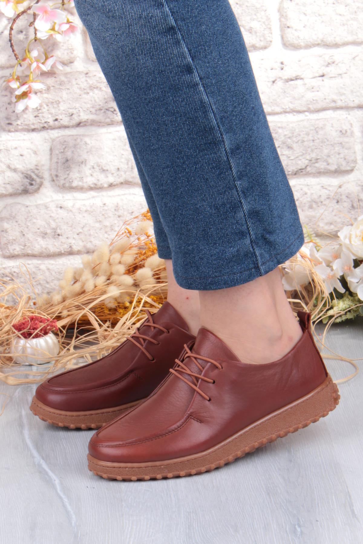 2610 Rahat Yumuşak Esnek Kauçuk Taban Hakiki Deri Kadın Ayakkabı - Görsel 3