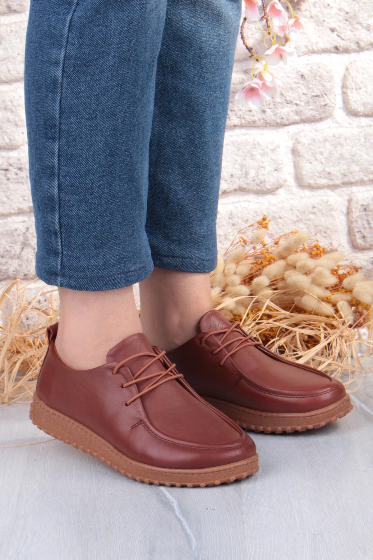 2610 Rahat Yumuşak Esnek Kauçuk Taban Hakiki Deri Kadın Ayakkabı - Görsel 4