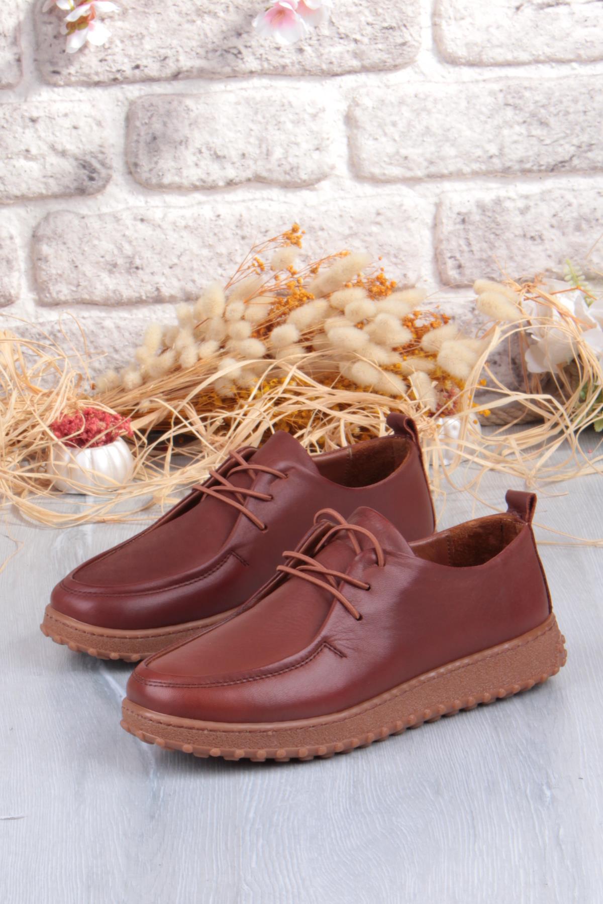 2610 Rahat Yumuşak Esnek Kauçuk Taban Hakiki Deri Kadın Ayakkabı - Görsel 7