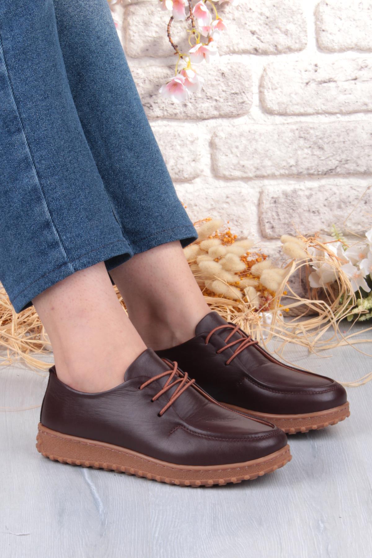 2610 Rahat Yumuşak Esnek Kauçuk Taban Hakiki Deri Kadın Ayakkabı - Görsel 2