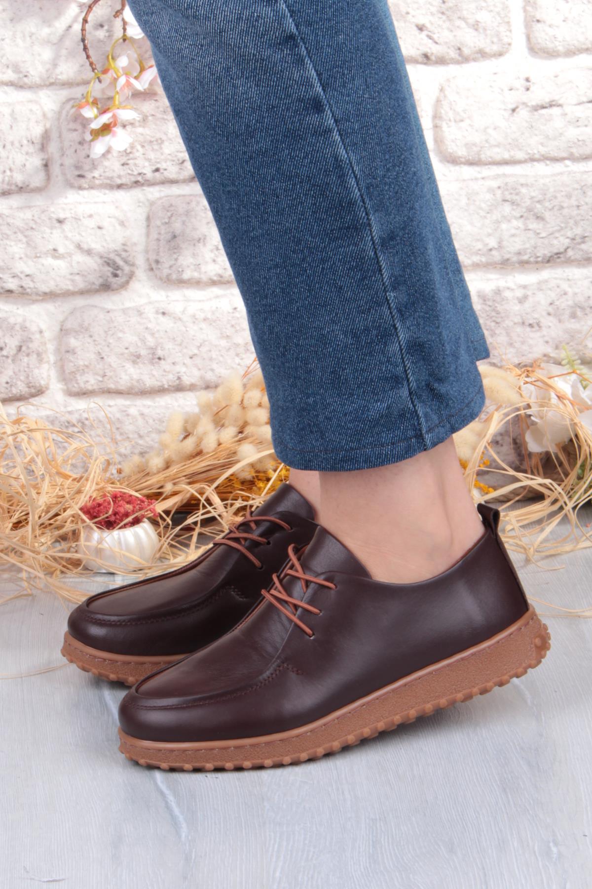 2610 Rahat Yumuşak Esnek Kauçuk Taban Hakiki Deri Kadın Ayakkabı - Görsel 3