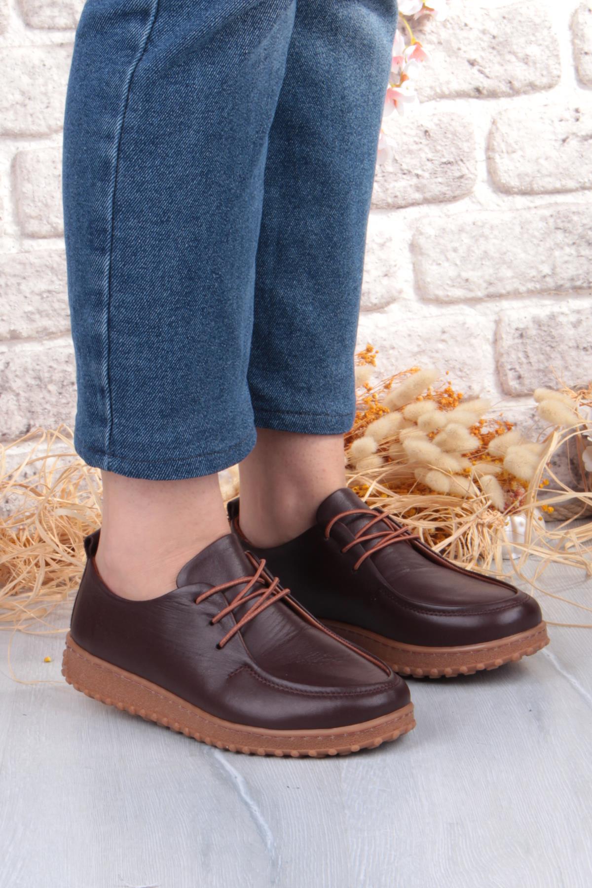 2610 Rahat Yumuşak Esnek Kauçuk Taban Hakiki Deri Kadın Ayakkabı - Görsel 4