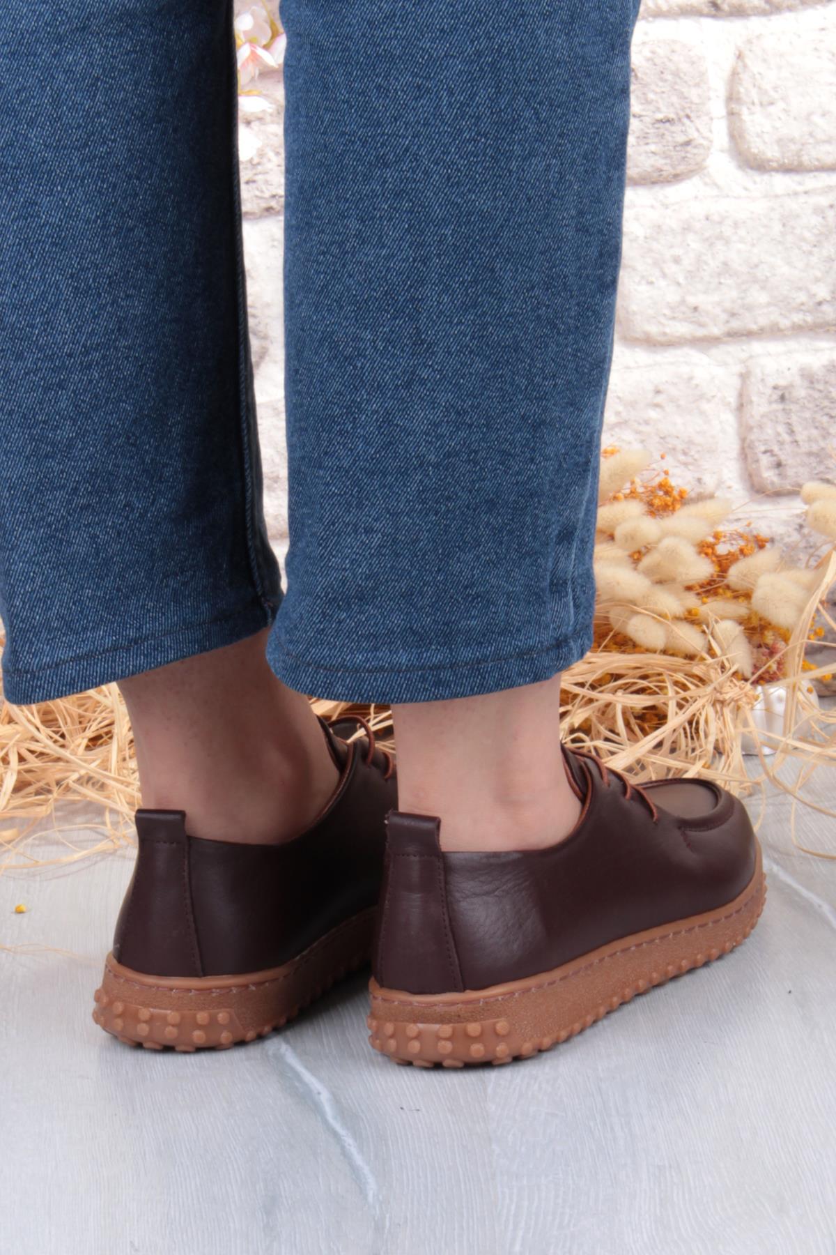 2610 Rahat Yumuşak Esnek Kauçuk Taban Hakiki Deri Kadın Ayakkabı - Görsel 5